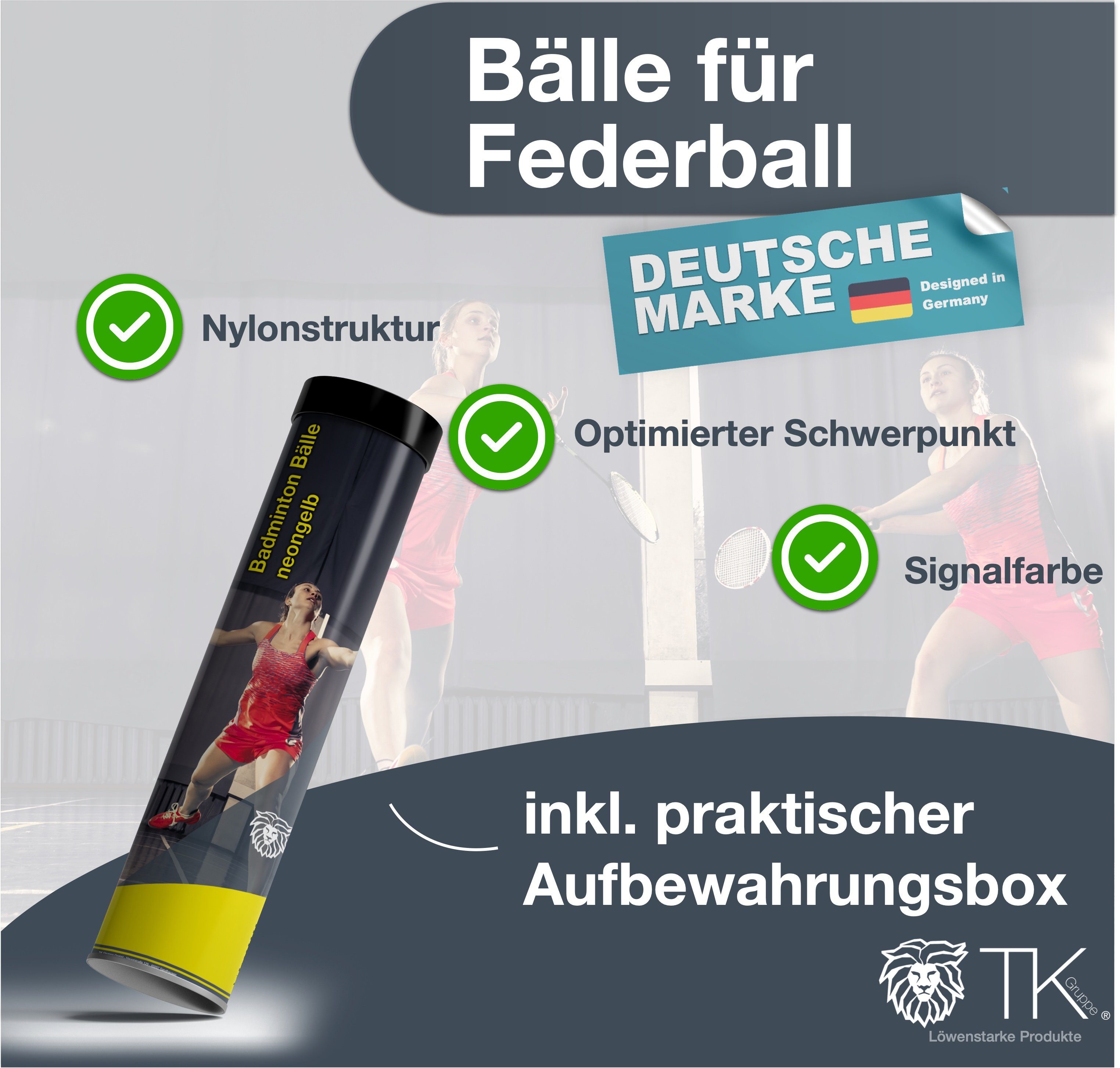 für Gruppe Badmintonbälle gelb Badminton Training & Wettkampf Federbälle 12x Federball TK