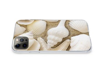 MuchoWow Handyhülle Muschel - Strand - Weiß, Handyhülle Apple iPhone 12 Pro Max, Smartphone-Bumper, Print, Handy