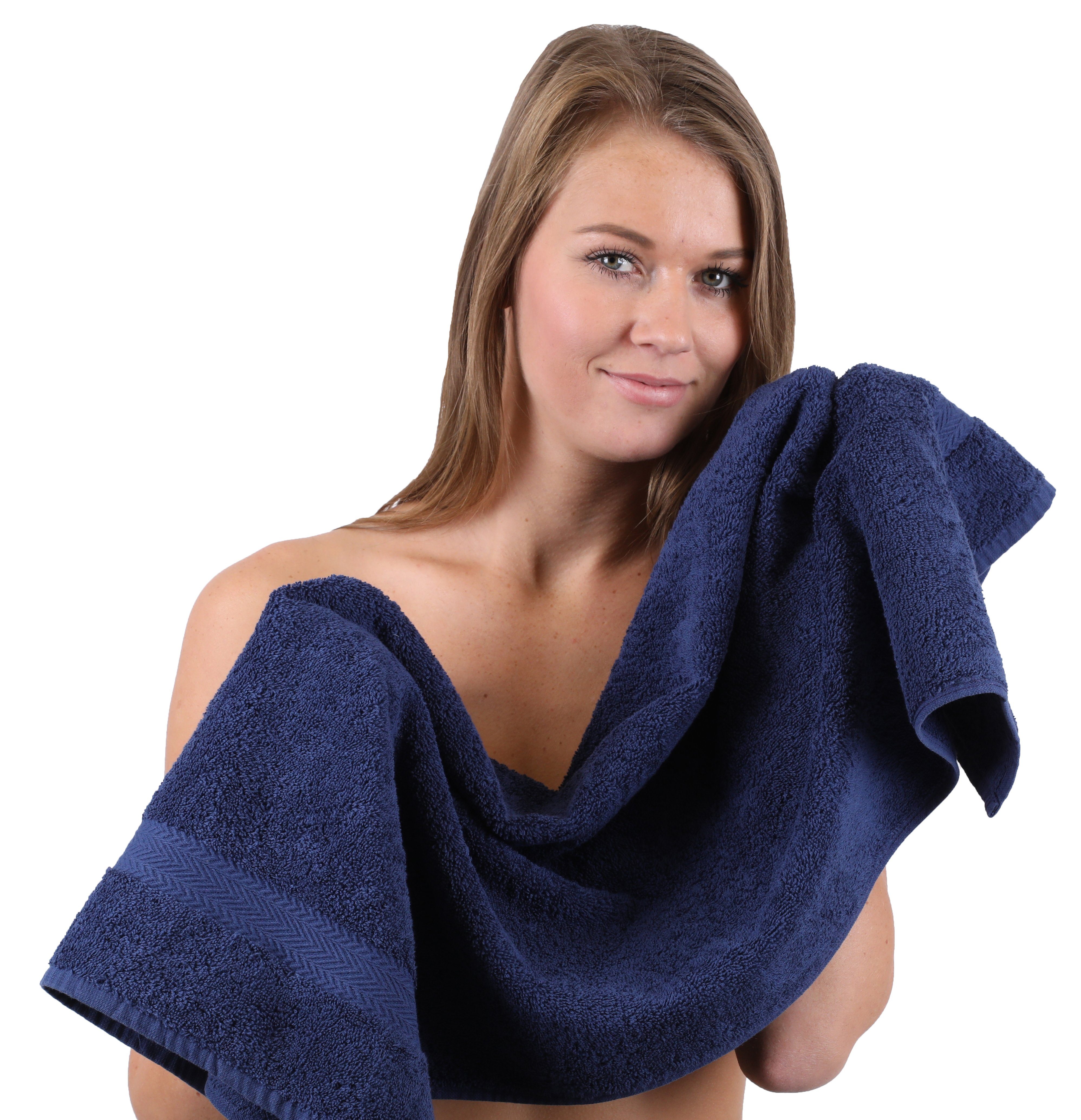 Betz Handtuch Set Baumwolle, 100% (10-tlg) Silbergrau, Dunkelblau Handtuch-Set & Farbe 10-tlg.. Premium