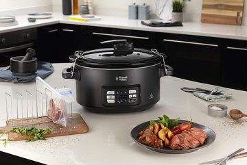 RUSSELL HOBBS Multikocher Cooker, Sous Vide, Bräter + Kerntemperatursensor in 1, 350,00 W, 6,05 l Schüssel, Multifunktionales Kochgerät, Vereint Sous Vide, Slow Cooker und Kochen