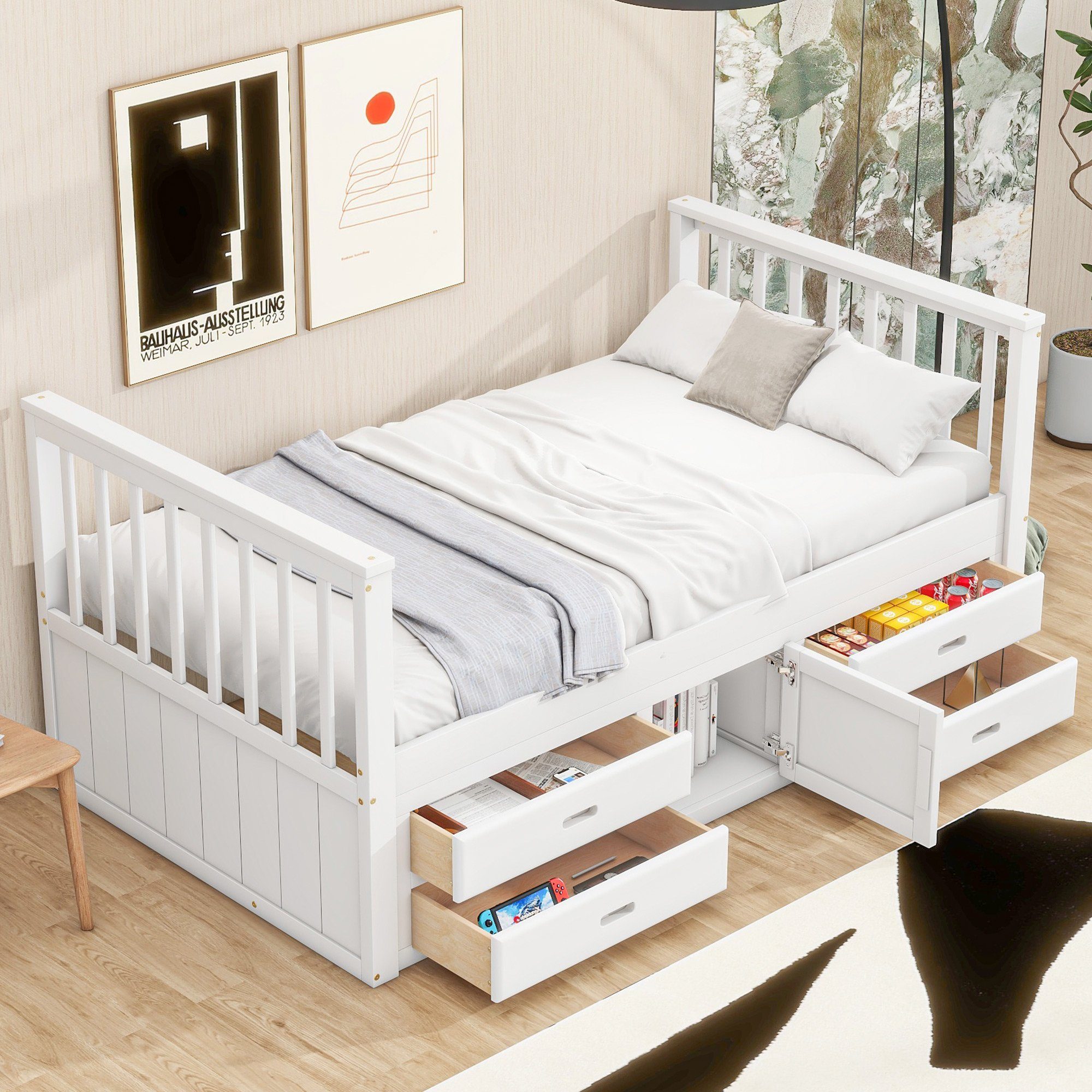 Flieks Massivholzbett, Einzelbett Kinderbett 90x200cm mit günstig online kaufen