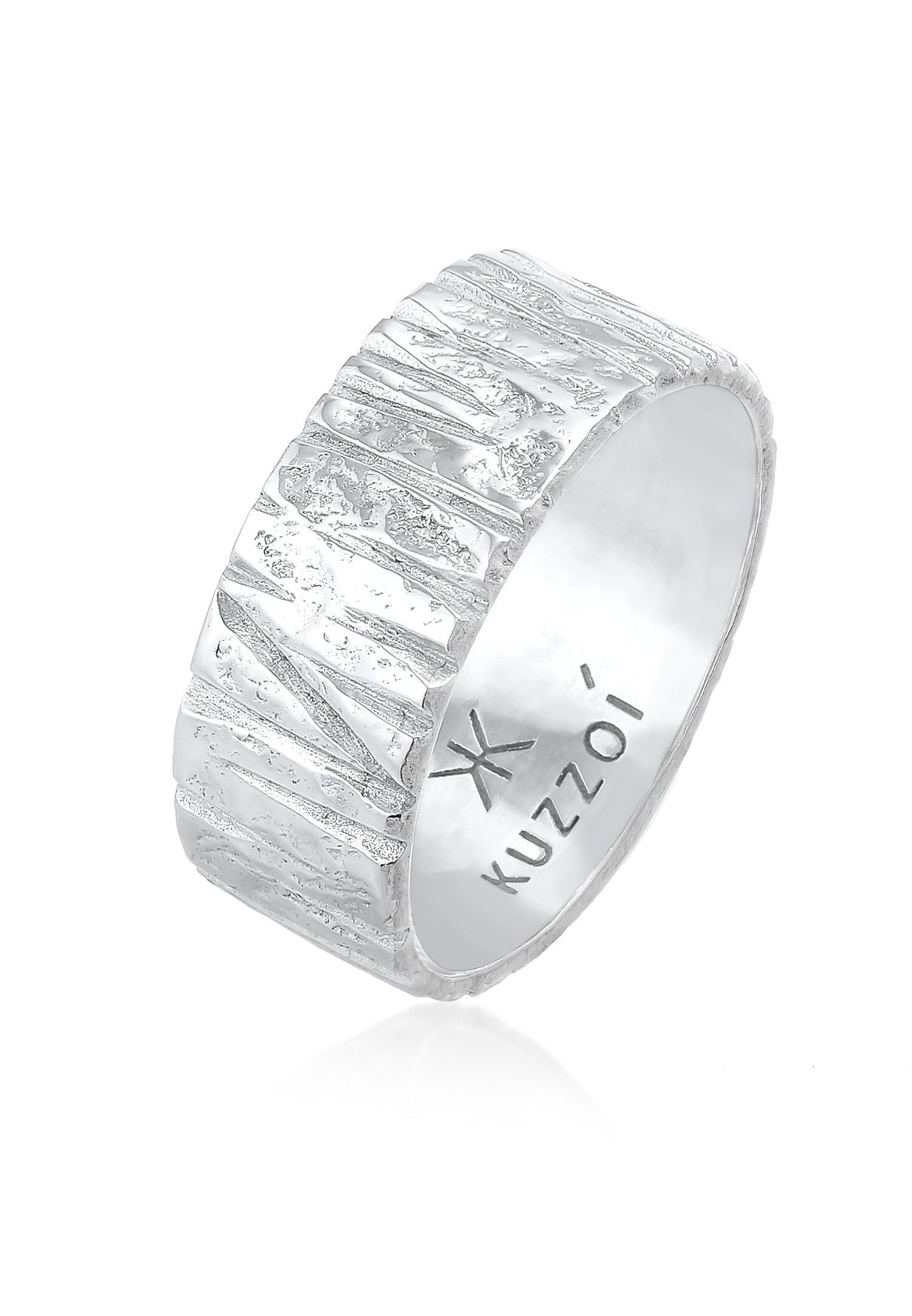Kuzzoi Silberring Bandring Breit Struktur Gehämmert 925 Silber, Das ideale  Geschenk für den Mann oder Freund