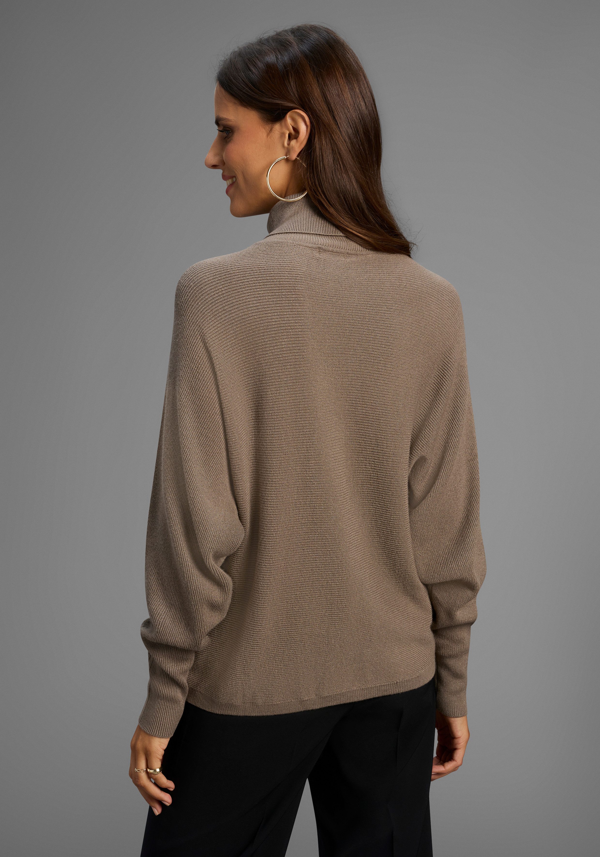 Bruno Banani Rollkragenpullover mit Wickel-Optik - günstig online kaufen