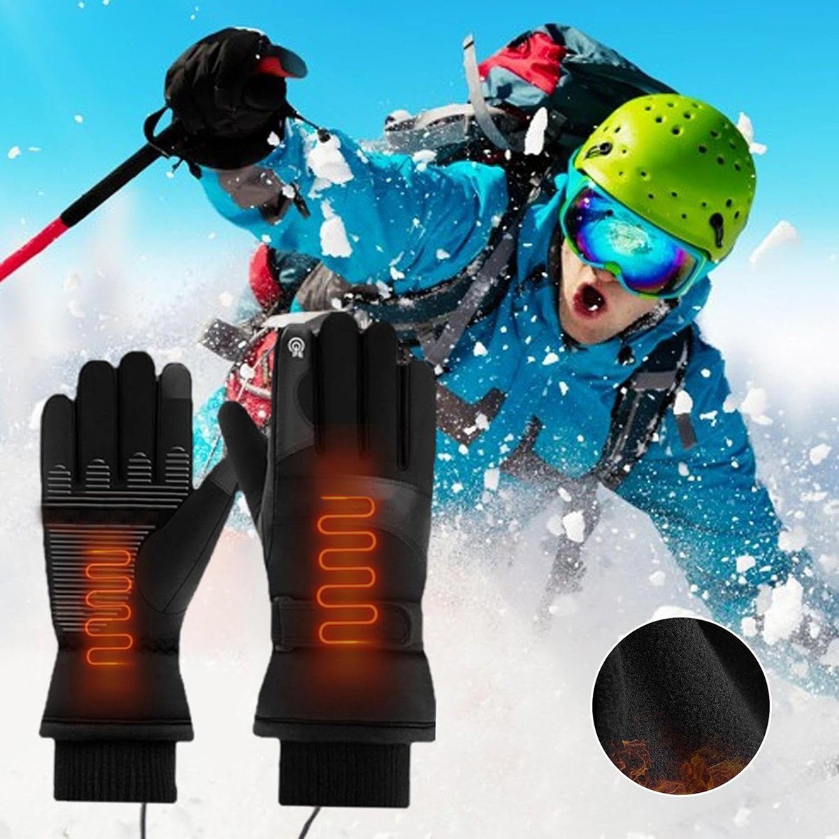 Elektrischer Wandern, zum Fahrradhandschuhe Winter Touchscreen Angeln Handgelenksringen, elastischen Heizhandschuh götäzer Klettern, Mit USB