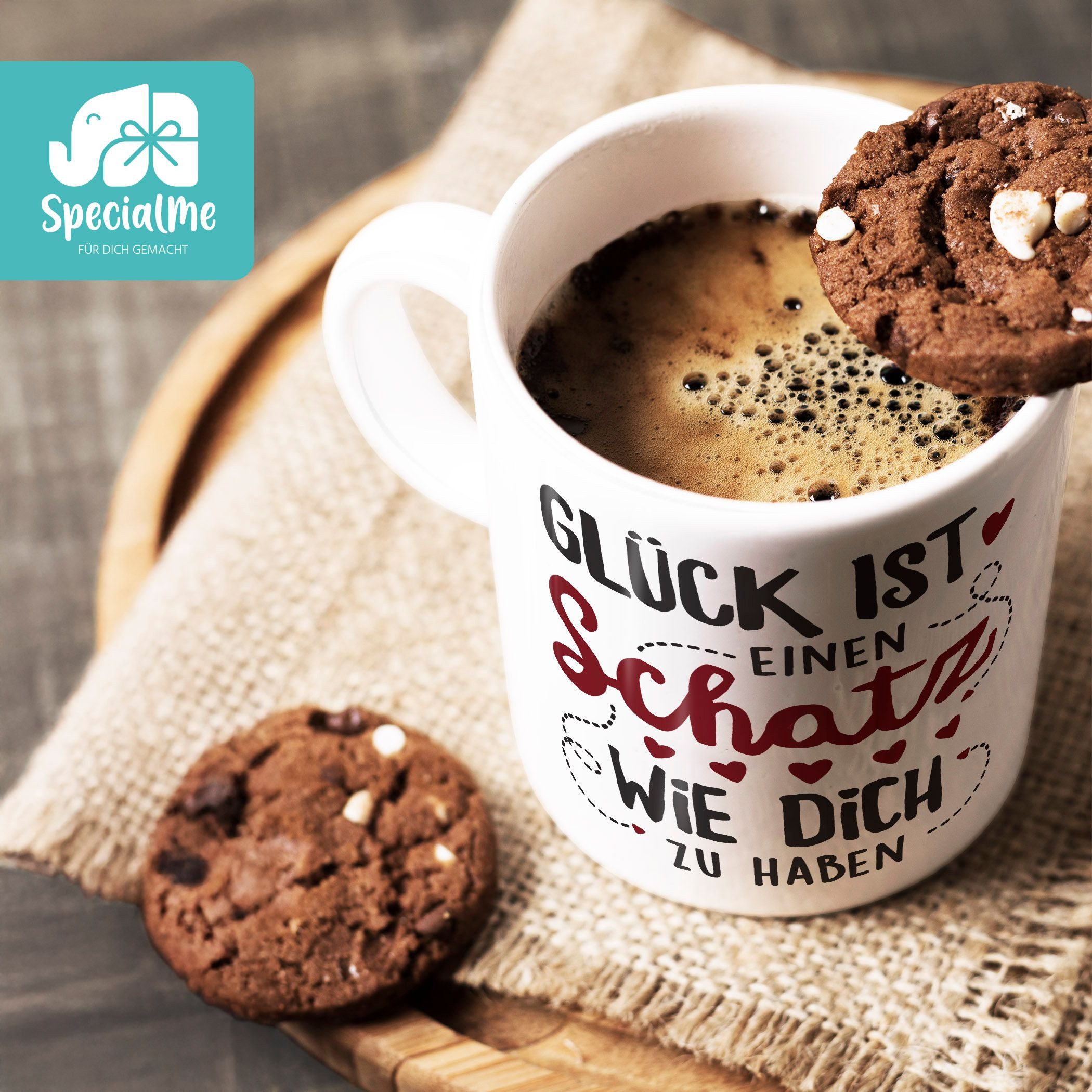 SpecialMe Tasse Kaffee-Tasse Glück ist einen Schatz wie dich zu haben Geschenk Liebe, Keramik – Bild 5 von 5