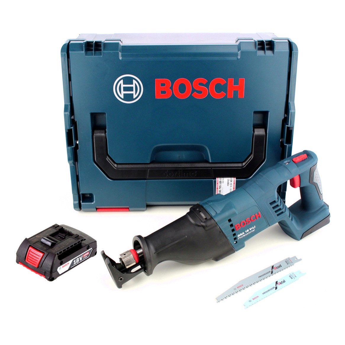 Bosch Professional Akku-Reciprosäge GSA 18 V-LI Akku Säbelsäge 18V + 1x Akku 2,0Ah + L-Boxx