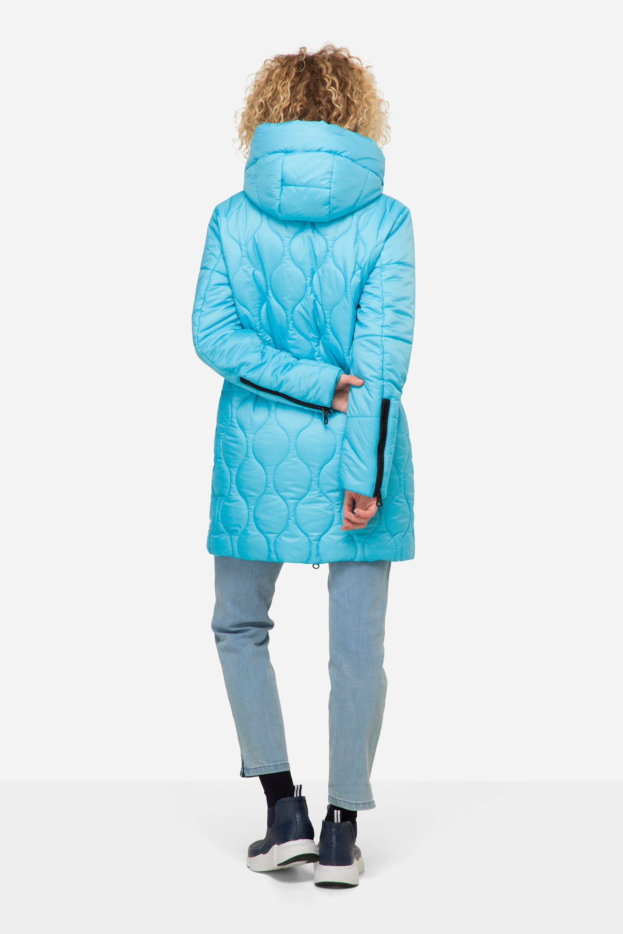 Laurasøn Steppjacke Long-Steppjacke Kapuze Zipper Langarm