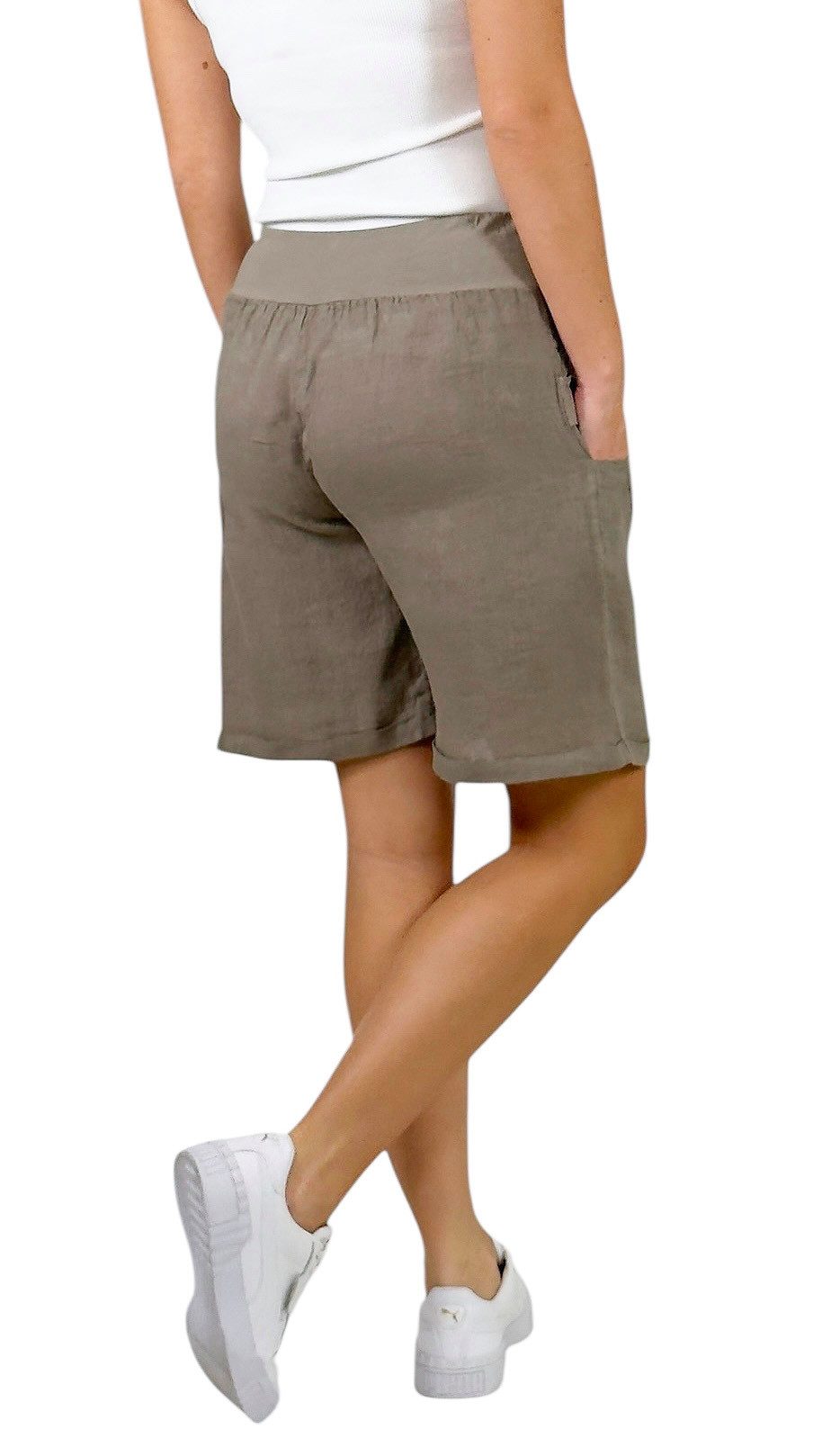 Mississhop Leinenhose 100 % Leinen Leinenshorts Bermuda kurze Hose 276