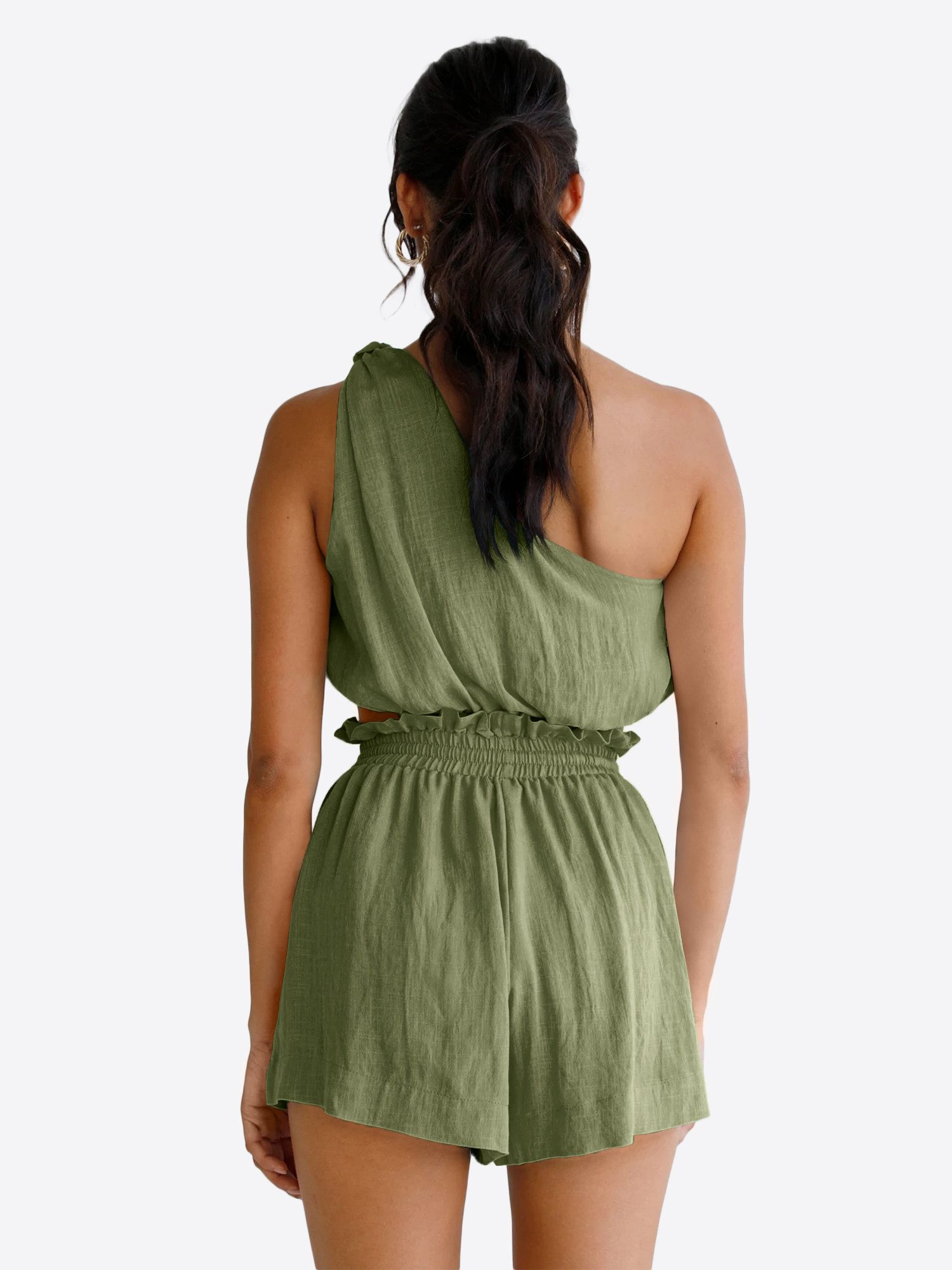 Imily Bela Hausanzug Damen 2-teiliges Sommer Set (Set, 2 tlg., One-Shoulder Crop Top + Shorts) One-Shoulder