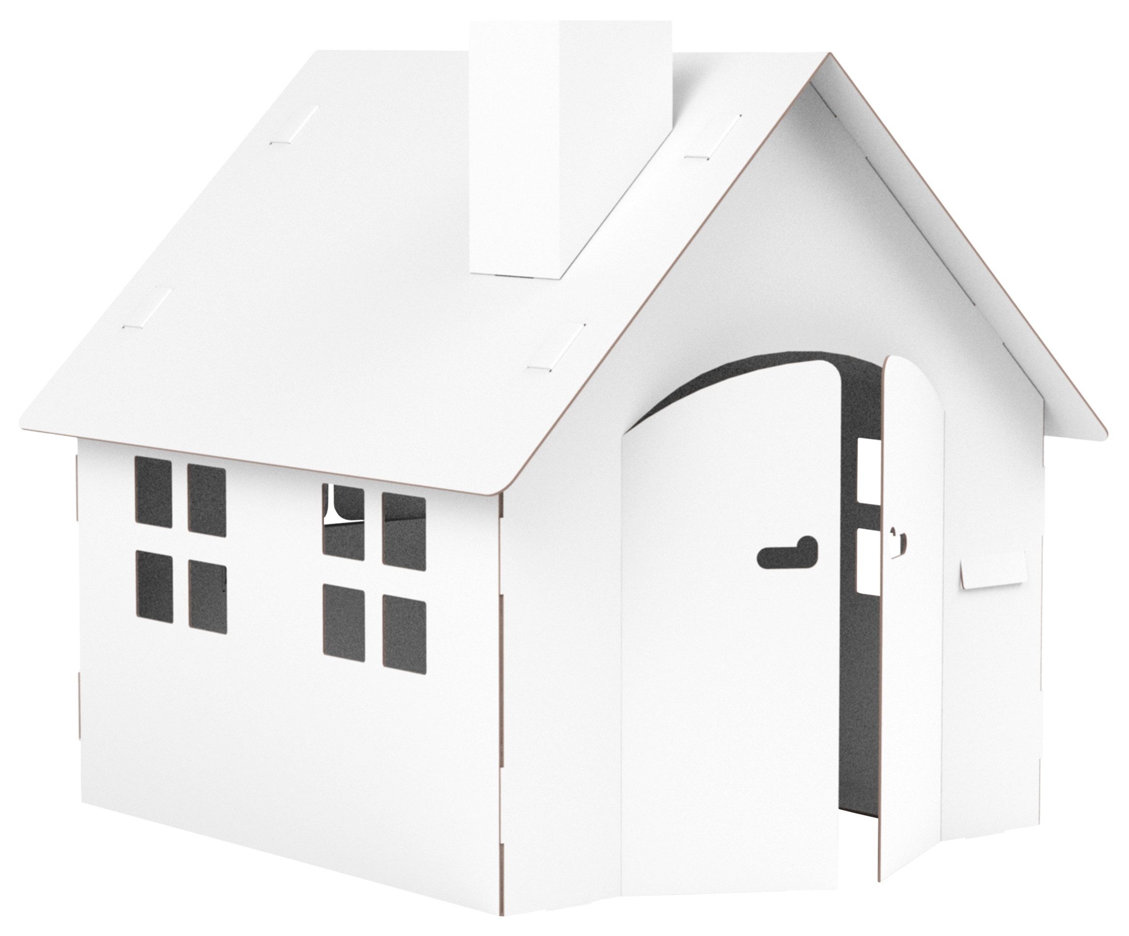 FOLDZILLA Spielhaus XXL Spielhaus weiß zum Bemalen / Bekleben, Einfacher Aufbau ohne Werkzeug
