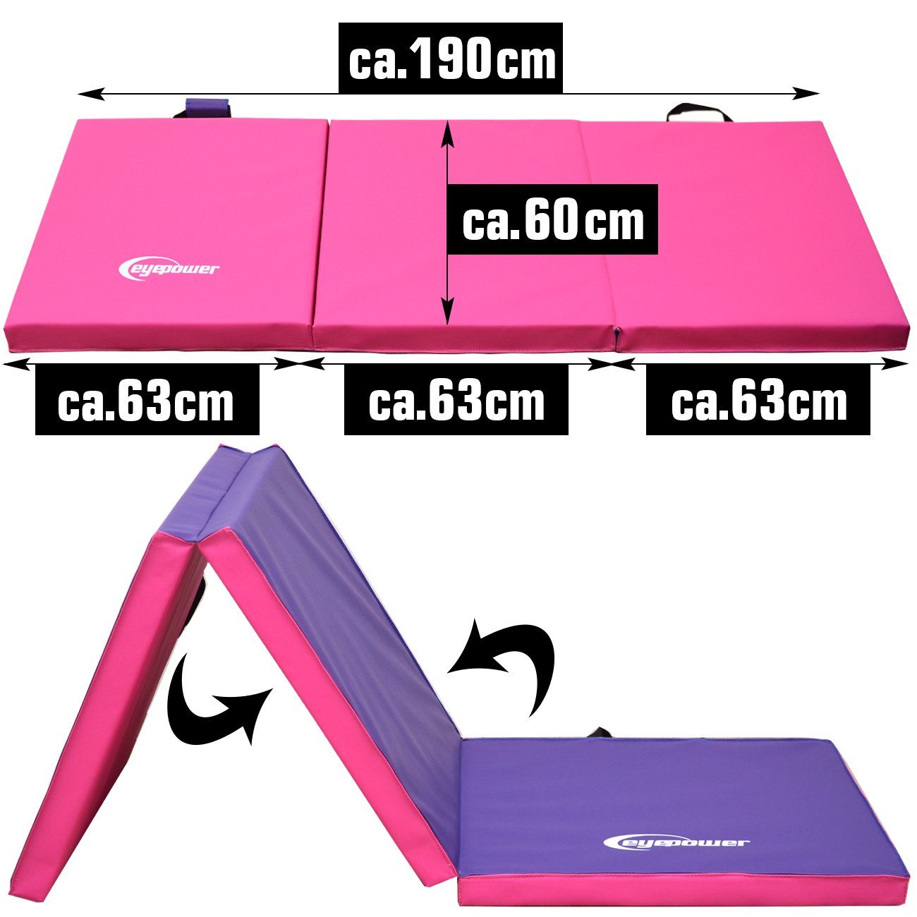 EYEPOWER Gymnastikmatte 200x100x8 Cm - Klappbare Turnmatte Für Zuhause