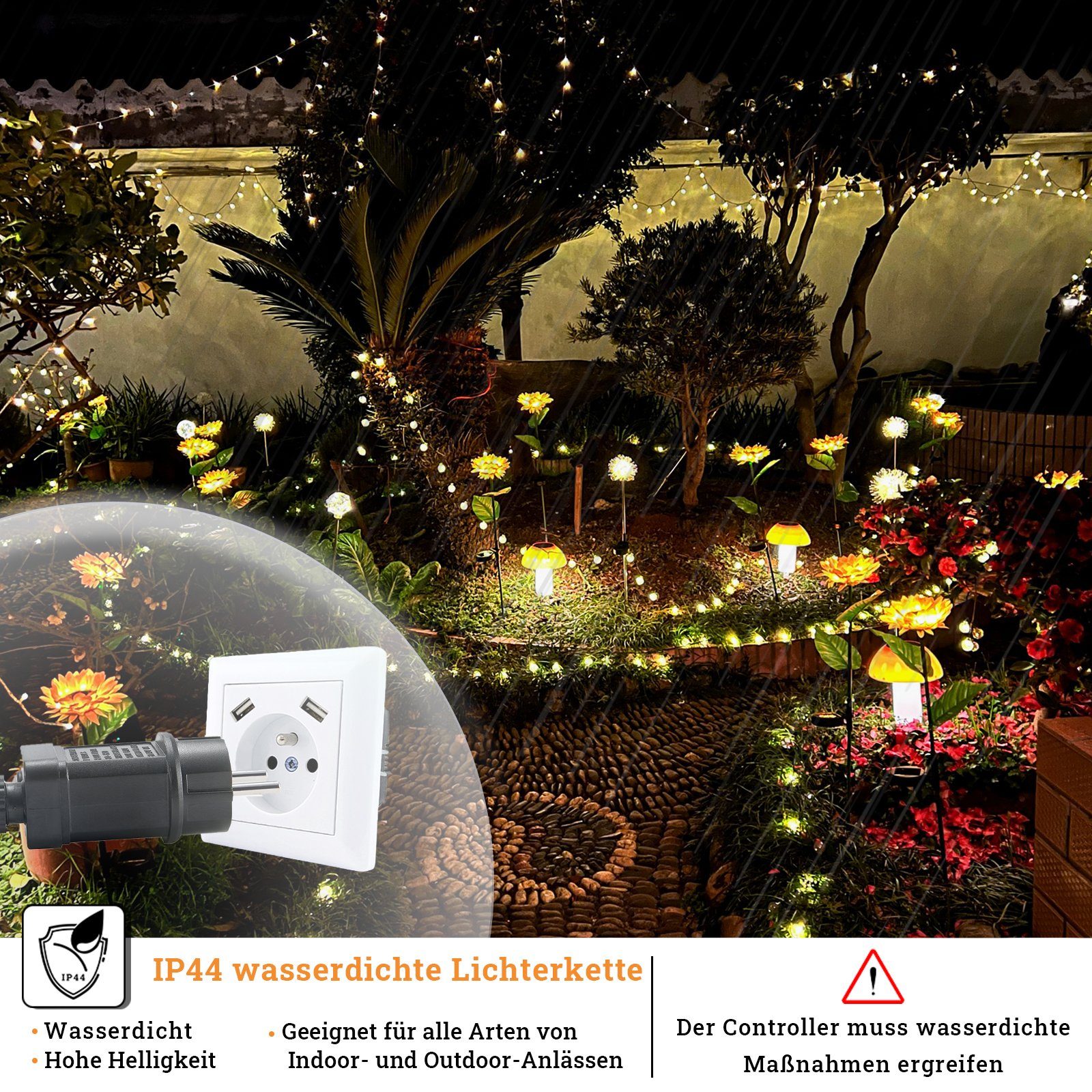 UISEBRT LED-Lichterkette Kristall Deko Kugeln Weihnachten Linie Transparente Lichterketten