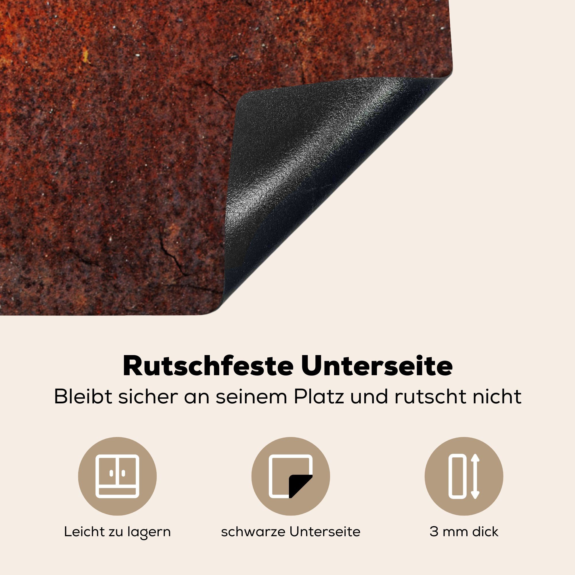 MuchoWow Herdblende-/Abdeckplatte Induktionsschutz - Retro Eisen (1 Induktionskochfeld Rost Ceranfeldabdeckung - 81x52 Abdeckplatte die - küche, tlg), Vinyl, für Schutz cm, Induktion, 