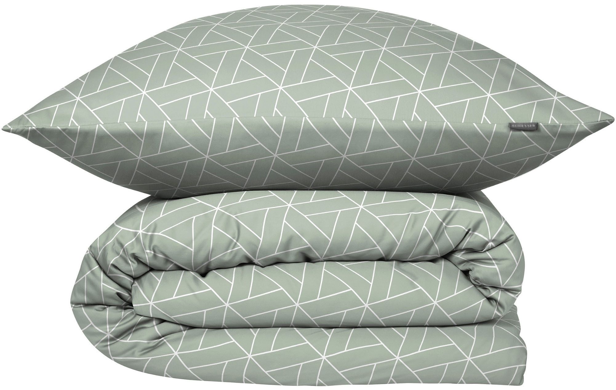 Schiesser Bettwäsche Tris aus weicher Baumwolle mit grafischem Muster, Renforcé, 2 teilig, MADE IN GREEN by OEKO-TEX®