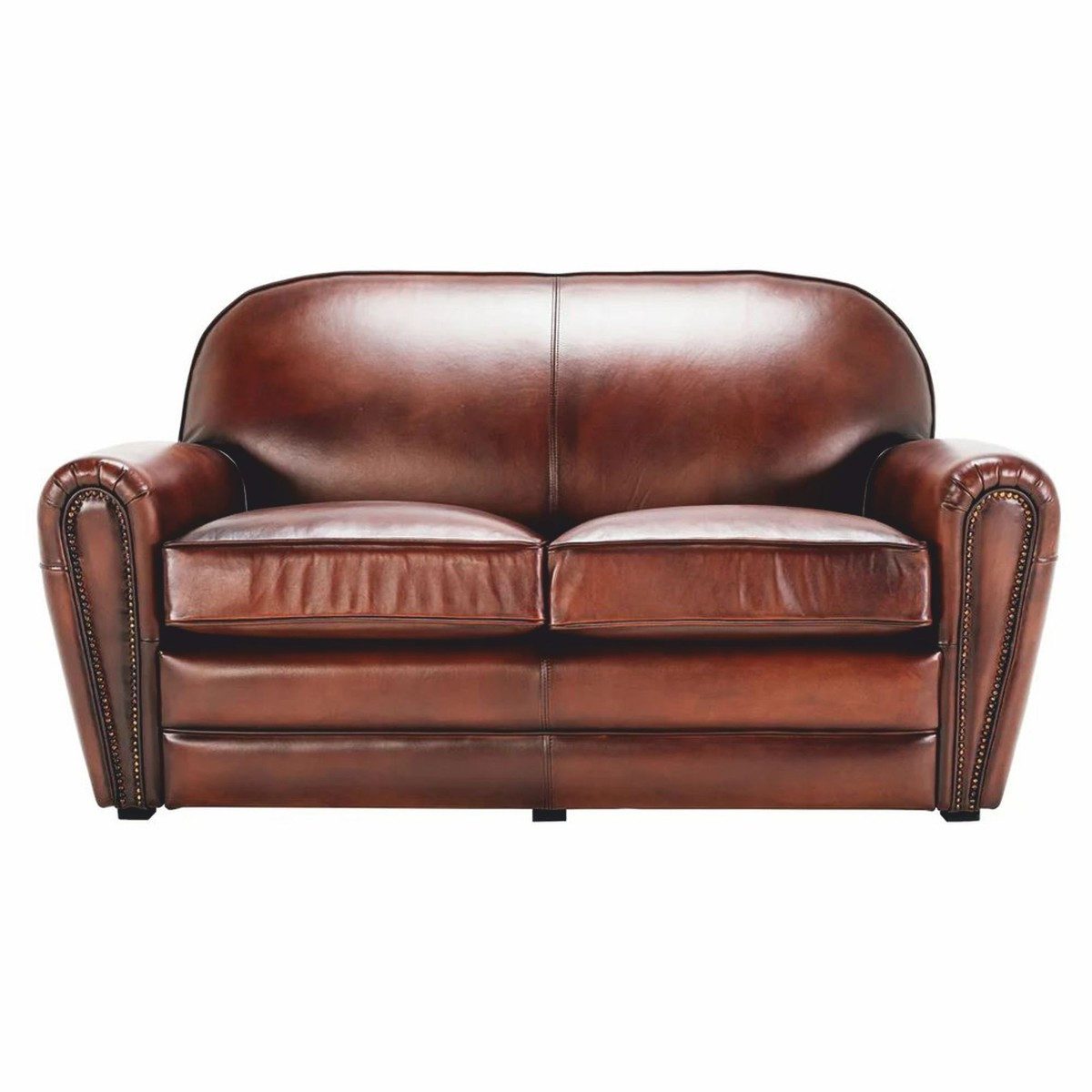 Casa Padrino Sofa Casa Padrino Luxus Leder Sofa Braun / Schwarz 150 cm - Echtleder Möbel