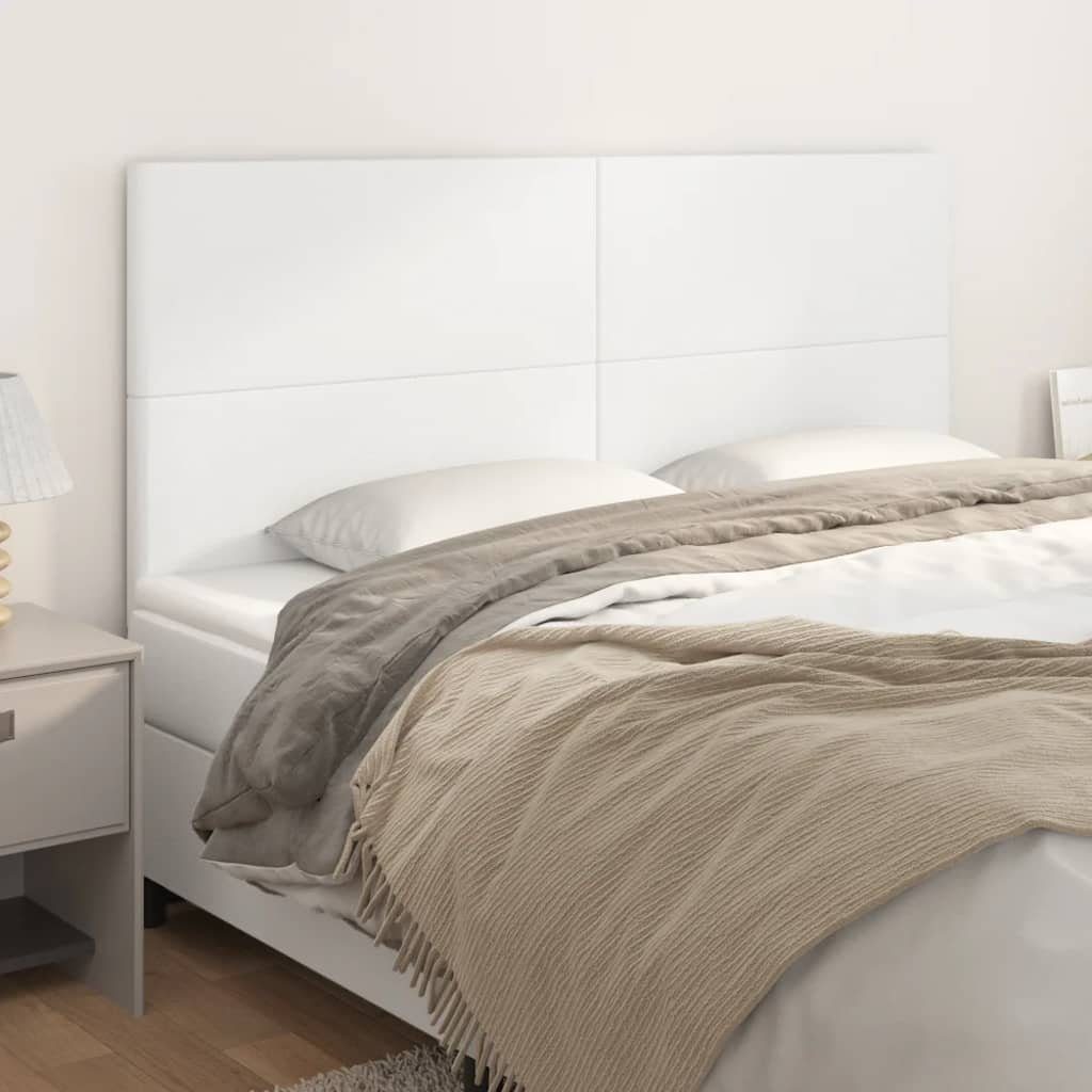 vidaXL Bett Kopfteil Weiß 180x5x118/128 cm Kunstleder (1-tlg)