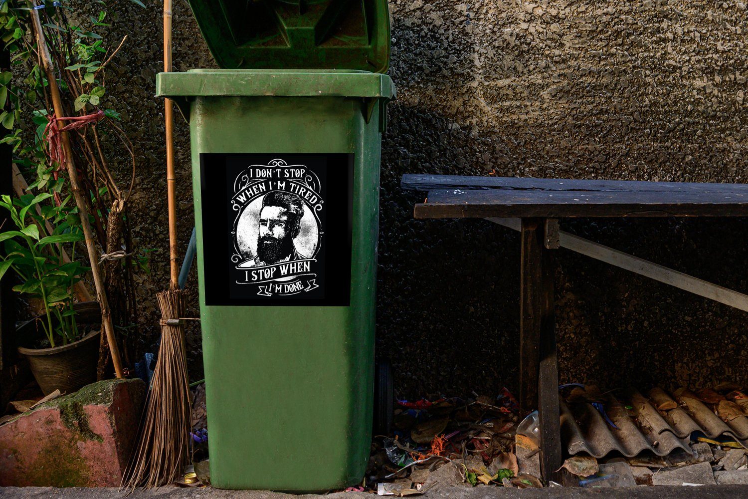 Zitat - Container, Mancave MuchoWow Mülltonne, - Männer Wandsticker (1 St), Mülleimer-aufkleber, Abfalbehälter - Sticker, Vintage