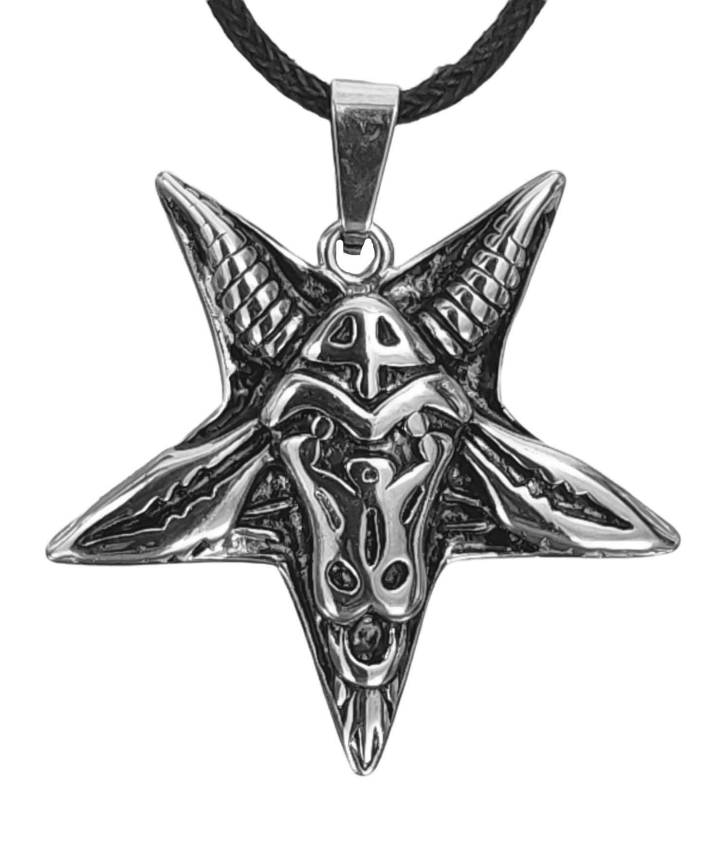 Kettenanhänger Pentagramm Edelstahl Baphomet Drudenfuß Satan Luzifer Teufel Hexer