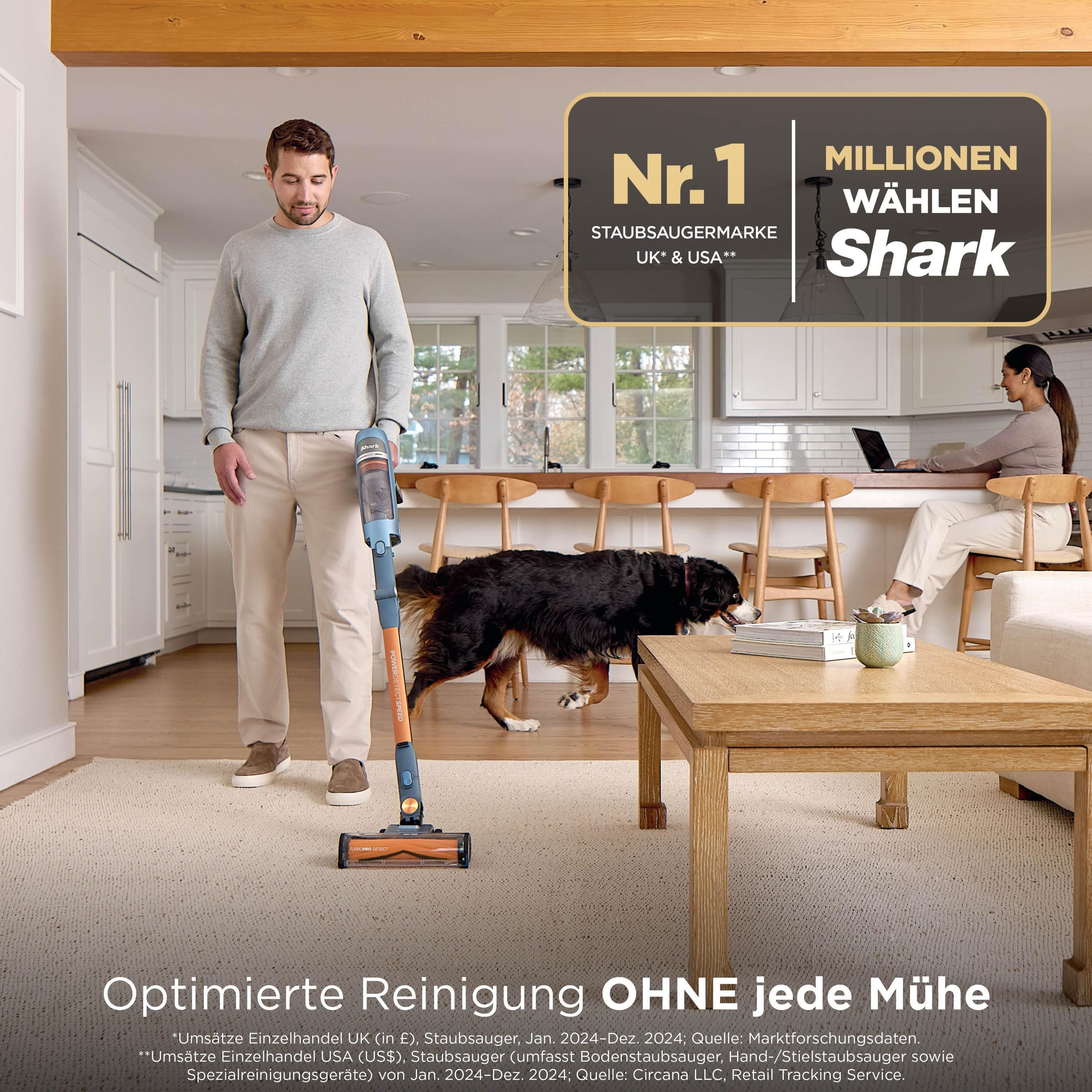 Shark Akku-Hand-und Stielstaubsauger SHA IA1244EU Handstick Cordl., Kabelloser Handstick mit langem Akku