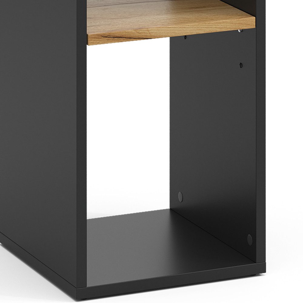 Vicco Bücherregal Tomy, Anthrazit/Goldkraft Eiche, 30 x 74 cm mit 2 offenen Fächern