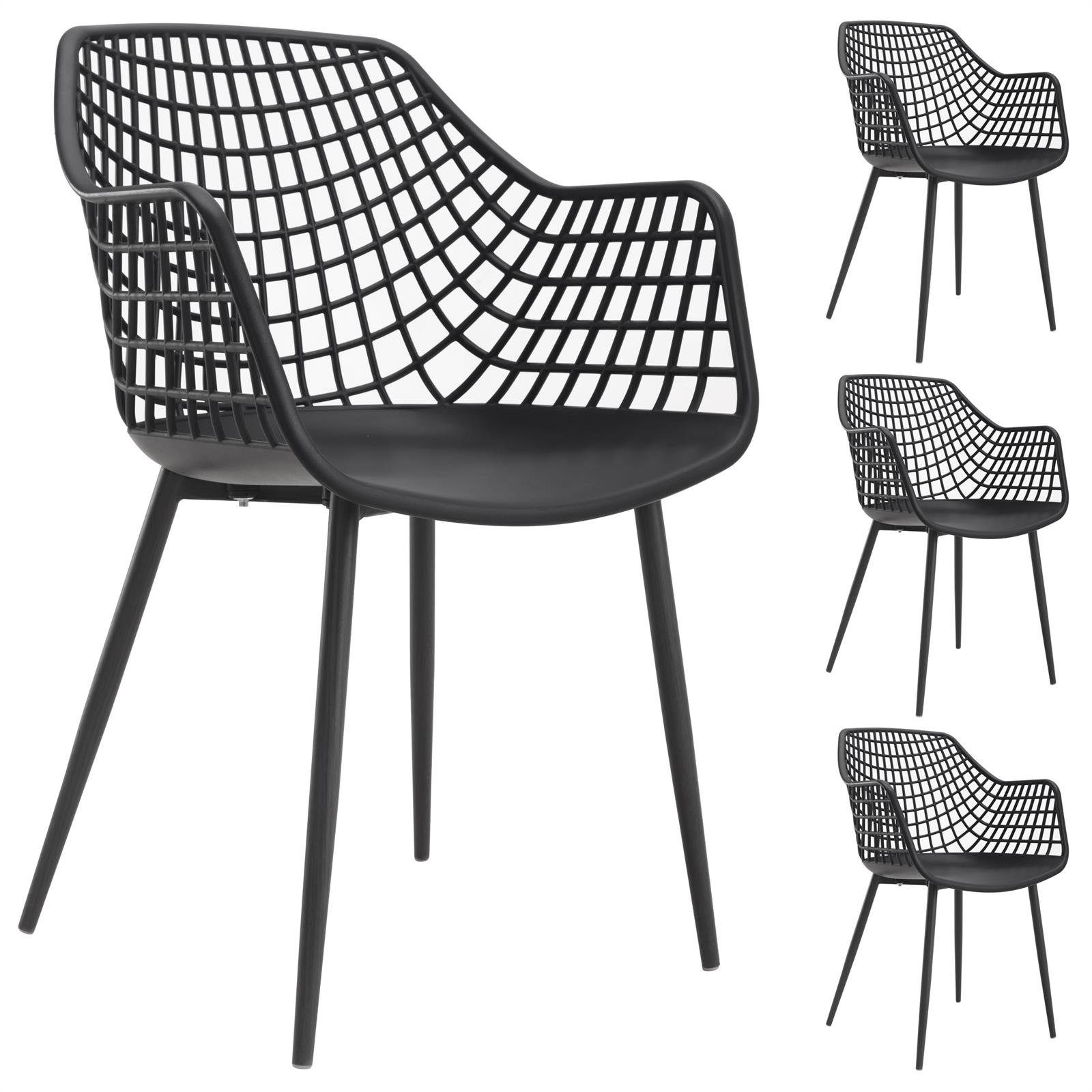 St), Küchenstuhl Esszimmerstuhl mit Design Set Esszimmerstuhl LUCIA Stühle (4 Kunsts 4er schwarz IDIMEX Retro Sitz
