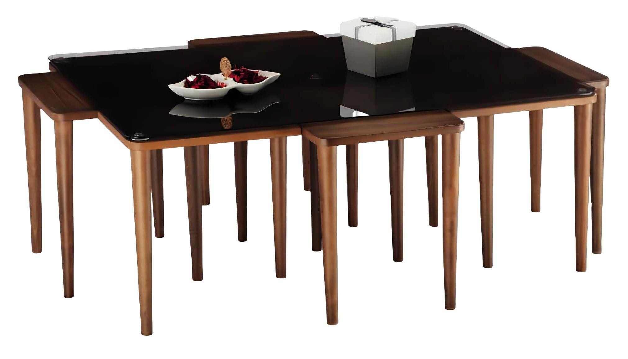 Couchtisch Moderner Beistelltisch aus Holz in Schwarz für Wohnzimmer