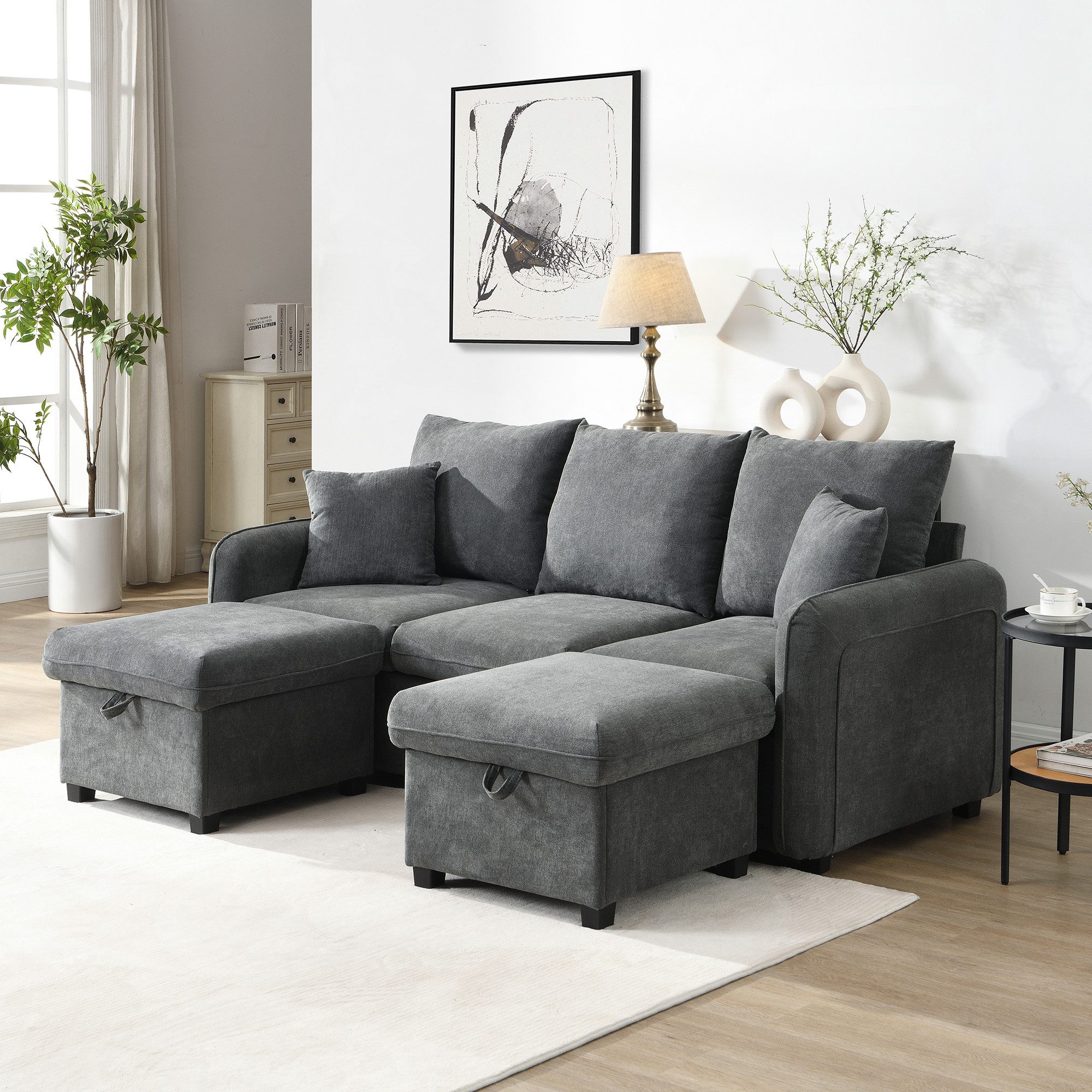 STILVORA Ecksofa mit Stauraum,3 sitzer-Ecksofa l-form günstig online kaufen