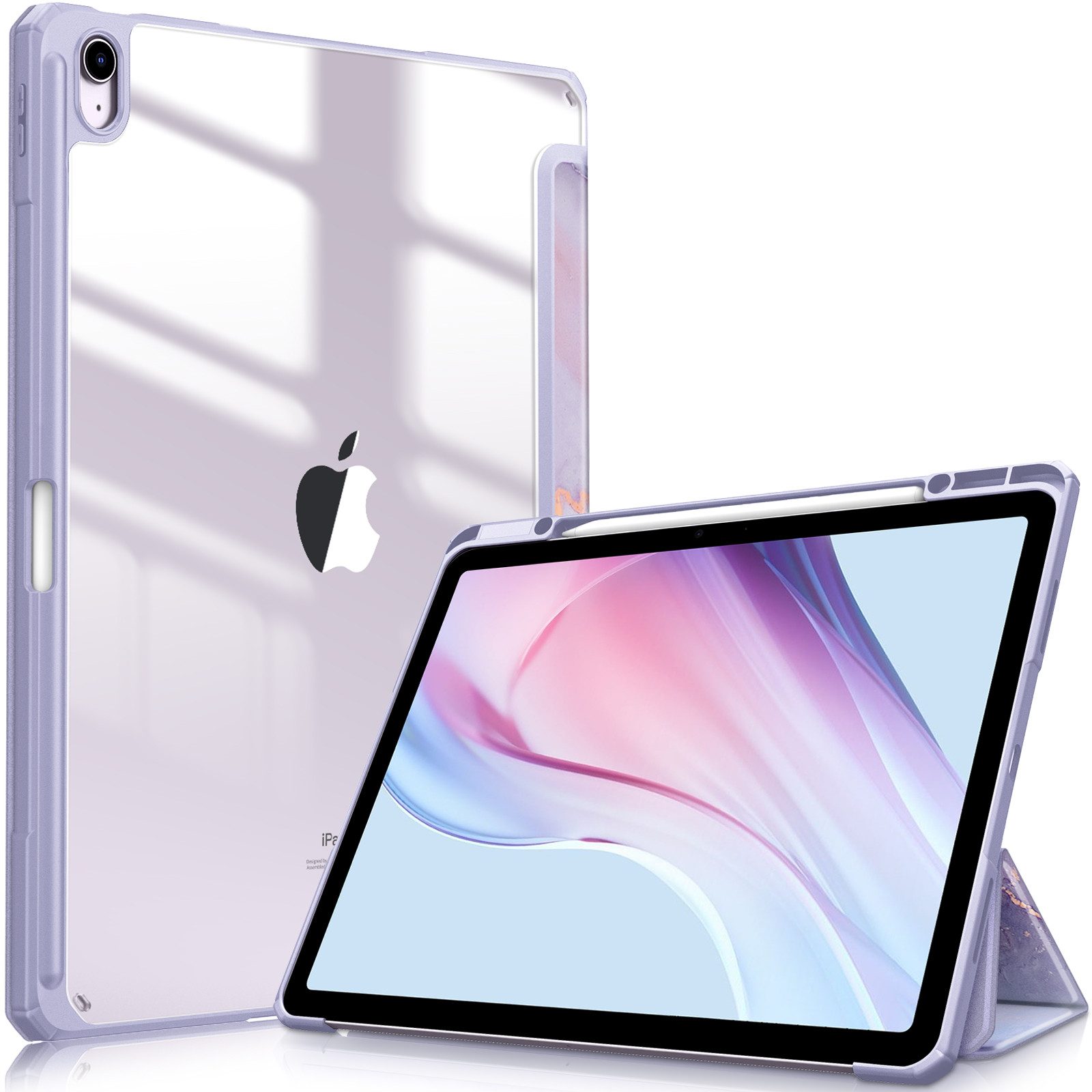 Fintie Tablet-Hülle für iPad Air 13 Zoll M4/M3/M2 (2026/2025/2024) mit Stifthalter, Stoßfeste Hybrid Case mit transparenter Hartschale auf der Rückseite von Fintie