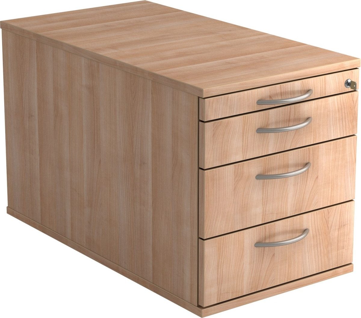 HAMMERBACHER Container Rollcontainer 80cm 3 Schub Schloss Bogengriff Nussbaum
