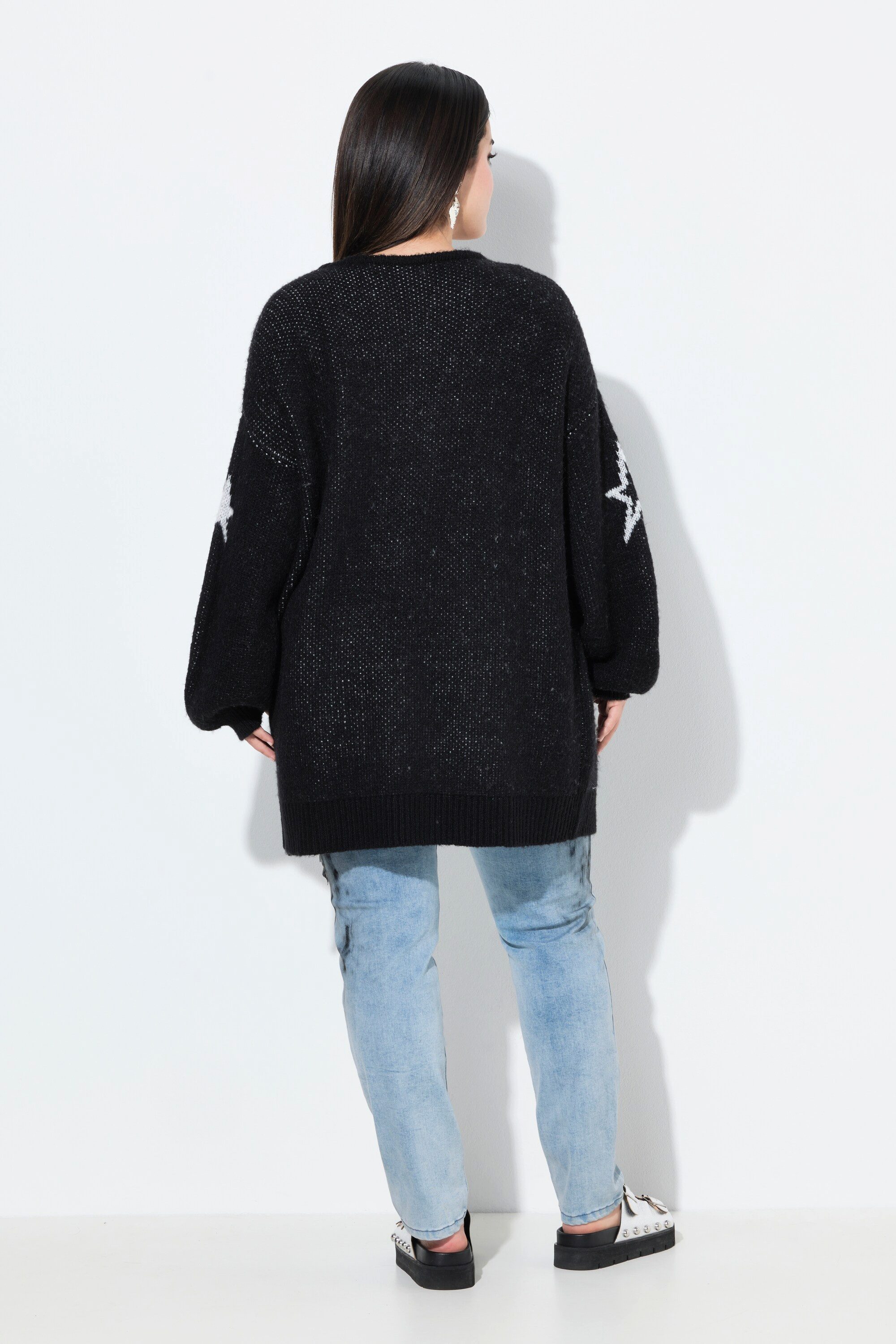 Angel of Style Strickjacke Long-Strickjacke offen Sterne Ballon-Langarm
