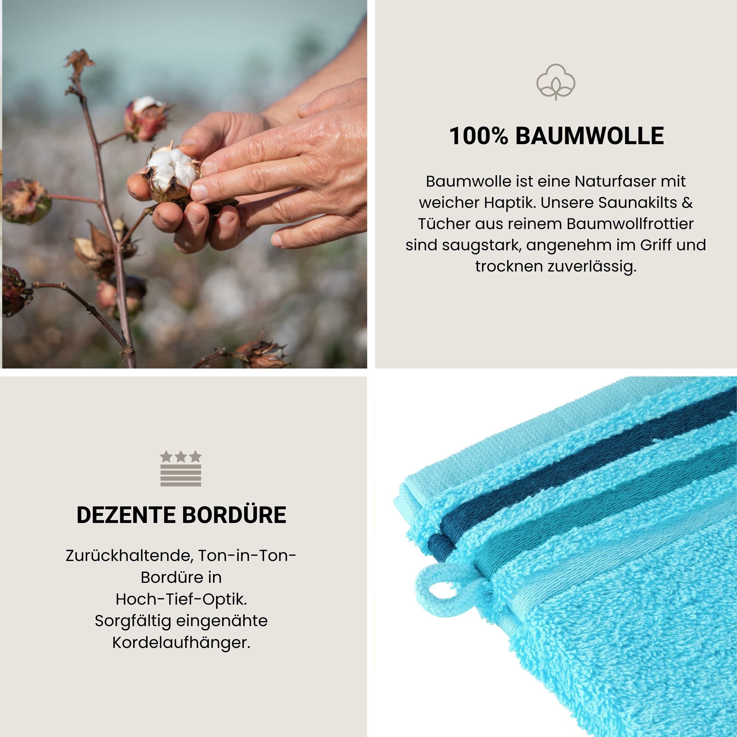 Schiesser Waschhandschuh Skyline Color aus 100 % Baumwolle mit eleganter Streifenbordüre, (5-St), OEKO-TEX® MADE IN GREEN – Bild 4 von 5