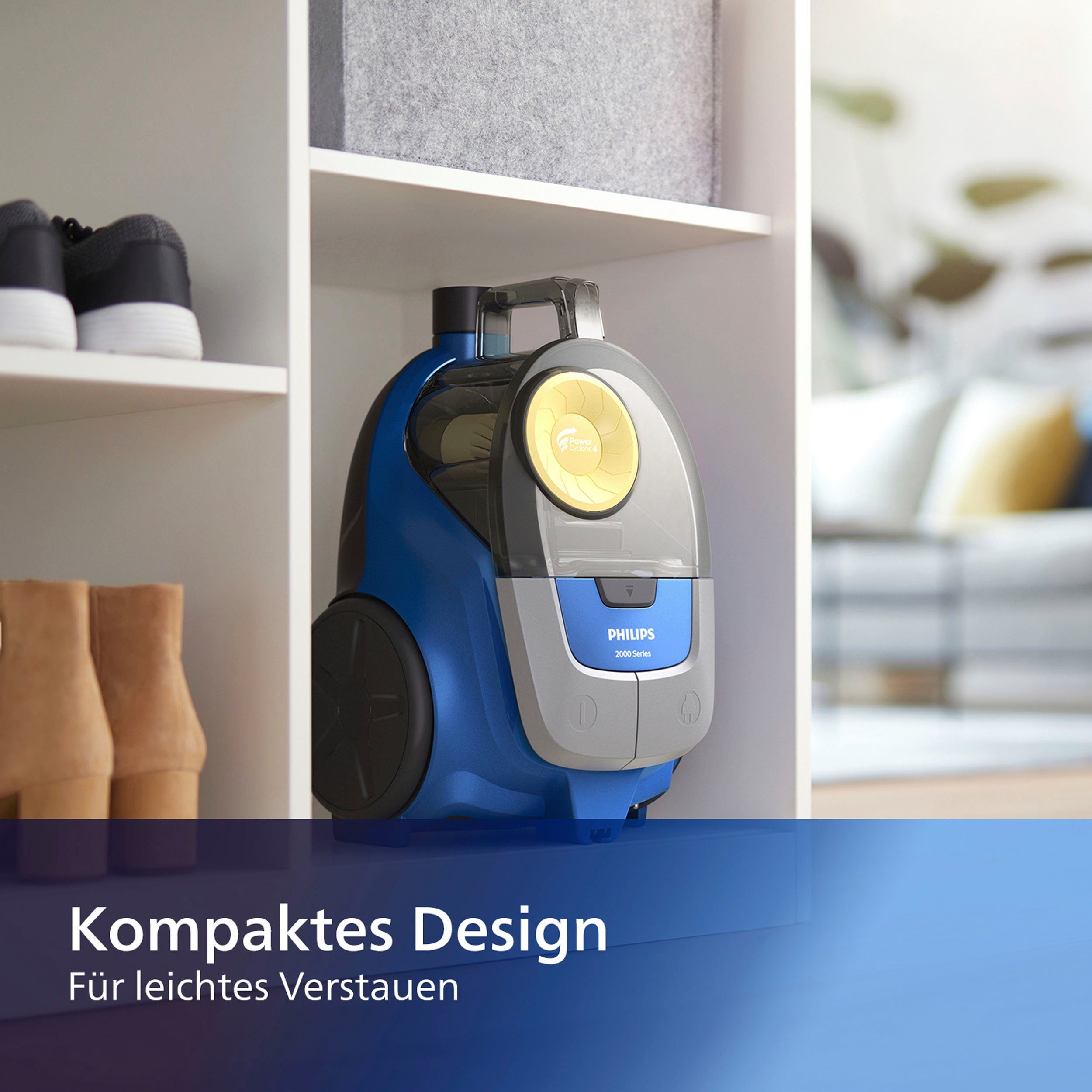 Philips Bodenstaubsauger XB2125/09 2000 Series, 850 W, beutellos, mit 1,3l Fassungsvermögen, Super-Clean-Luftfilter, PowerCyclone 4