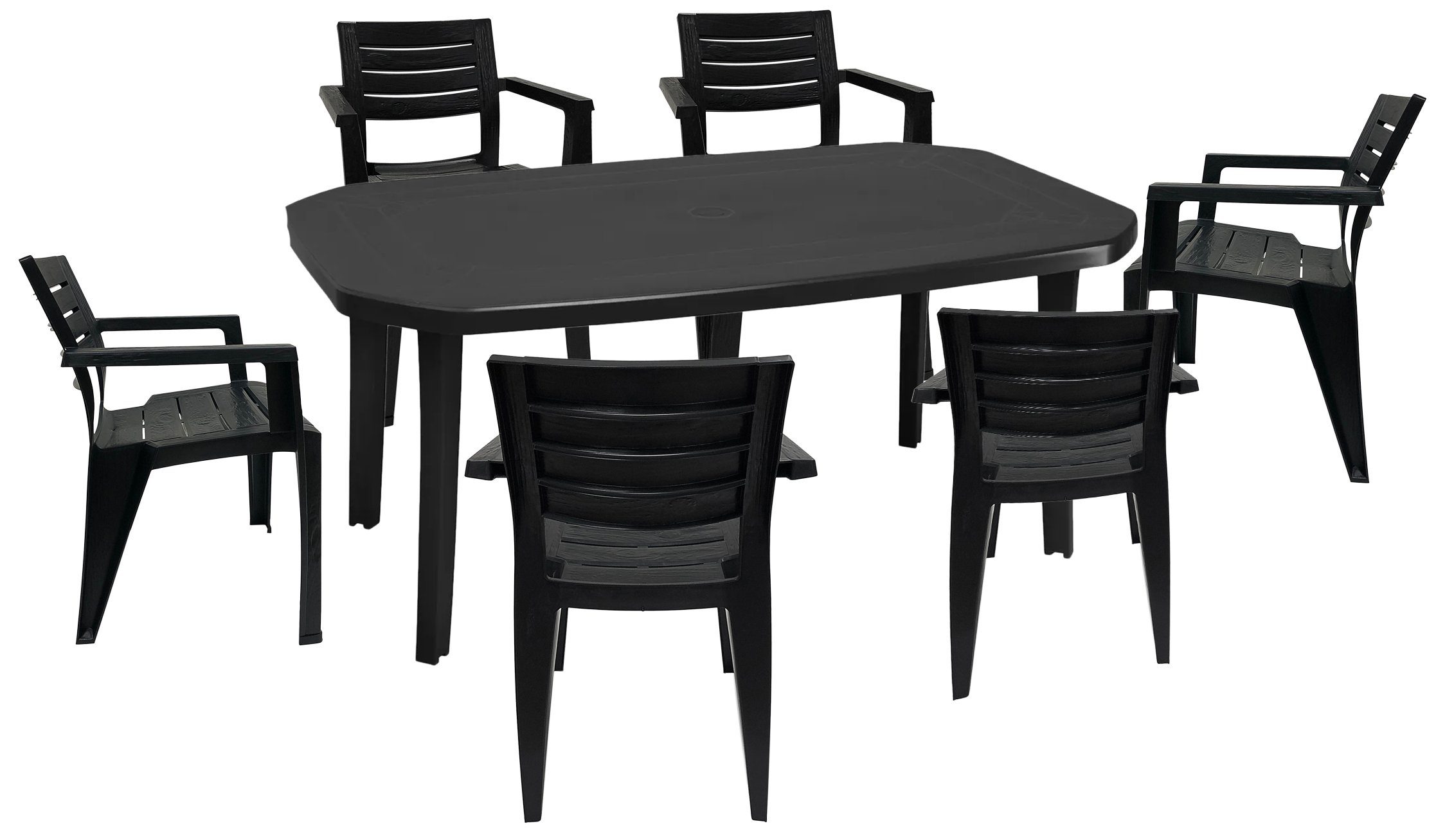ONDIS24 Sitzgruppe Gartenmöbelset Vega mit 6 Stühlen LIDO & Esstisch, (7-tlg), UV- und witterungsbeständig | Sitzgruppen
