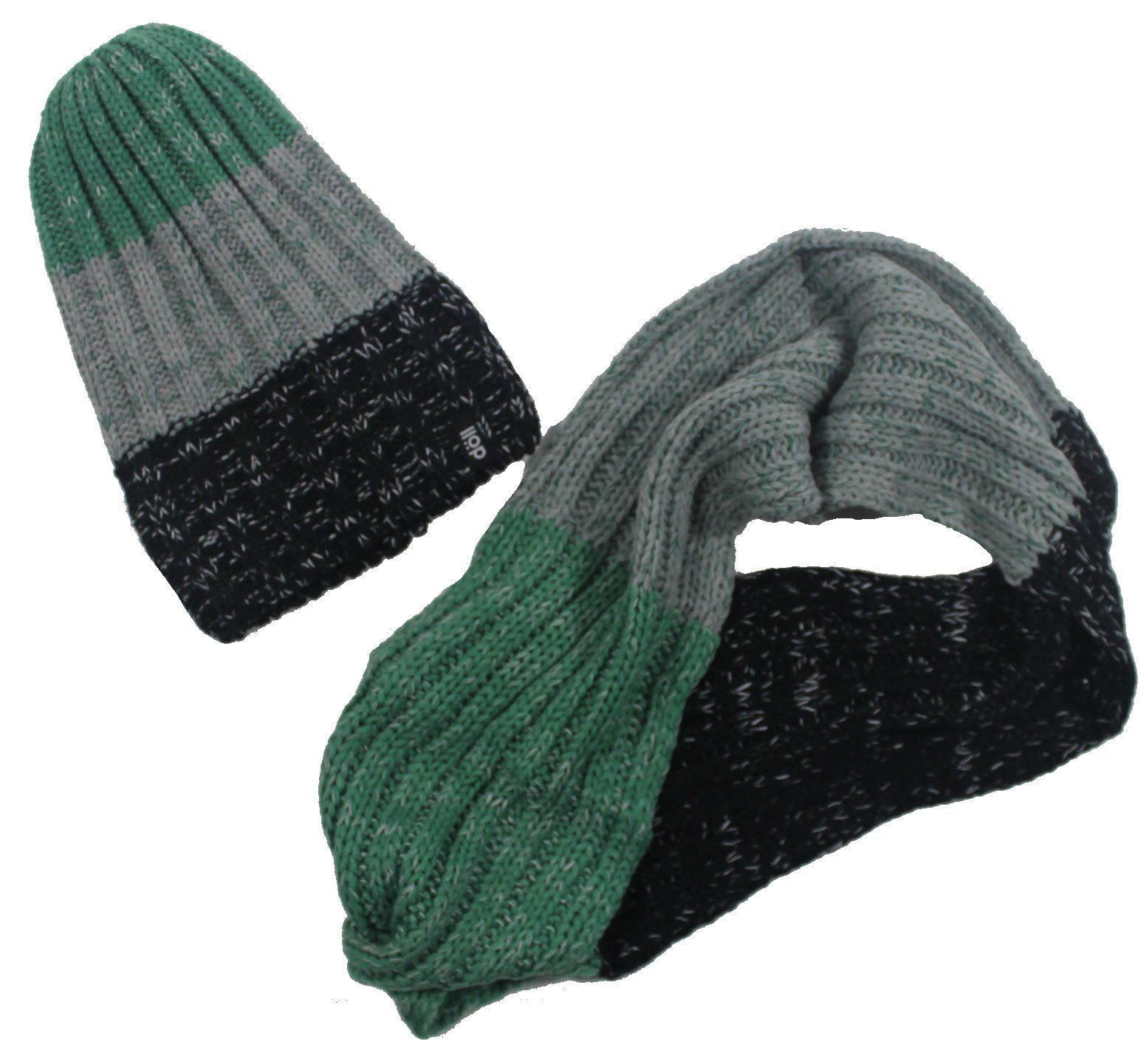 Döll Strickmütze 2tlg Beany Set Schlauchschal caviar 2-St) (Set, Döll