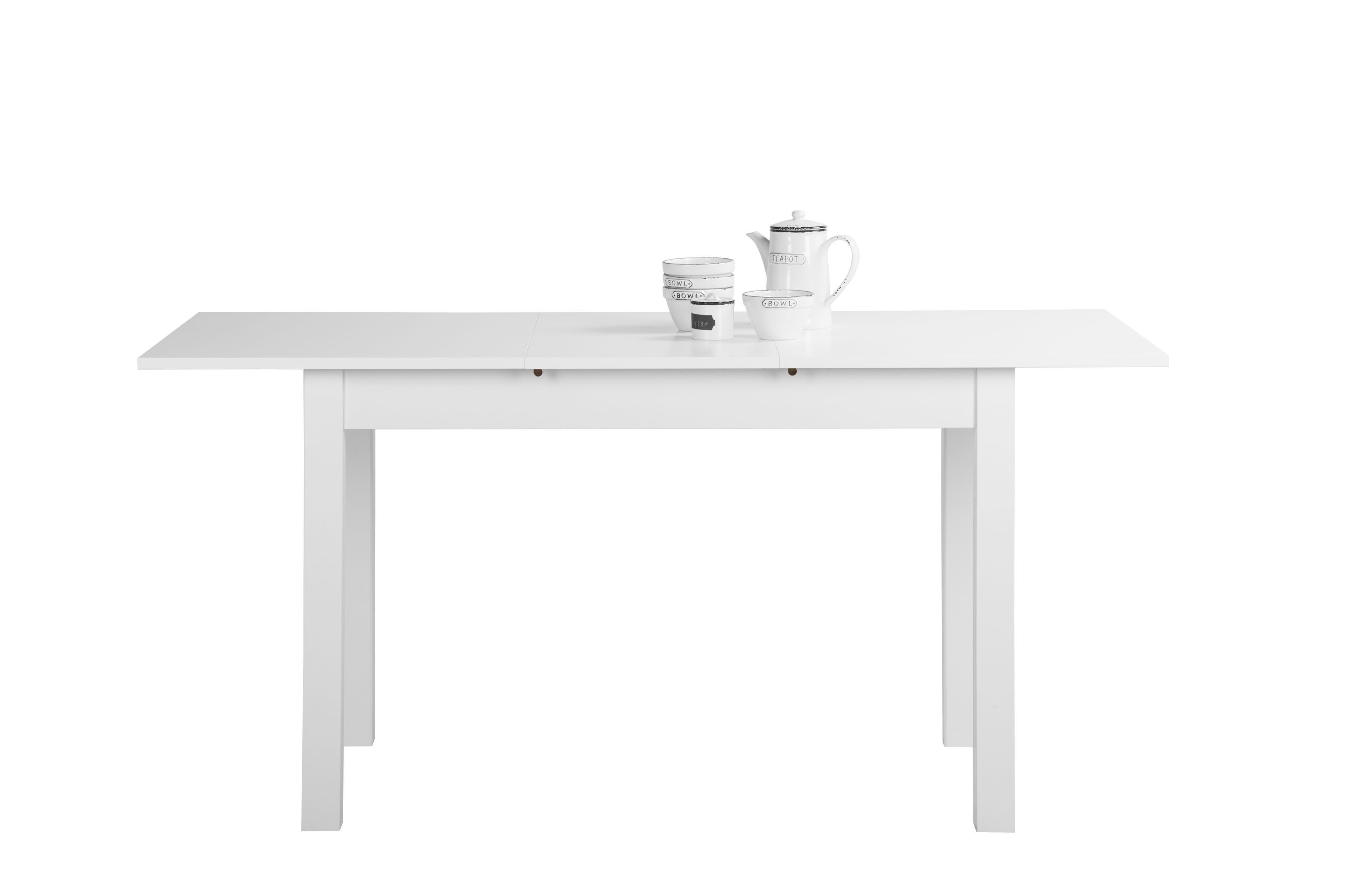 Newroom Esstisch Noa, ausziehbar Tischplatte Küchentisch Weiß 40cm inkl. Speisetisch