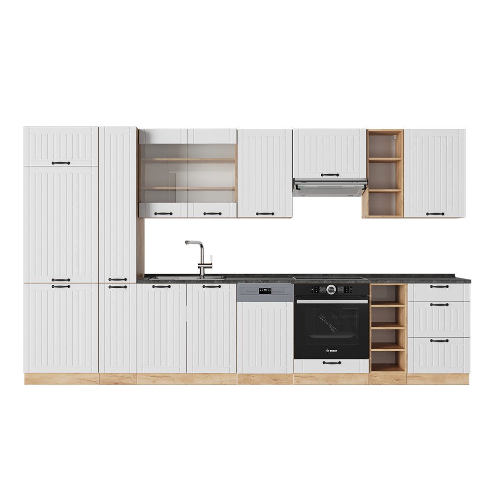 Vicco Küchenzeile Fame-Line, Weiß Landhaus/Goldkraft Eiche, günstig online kaufen