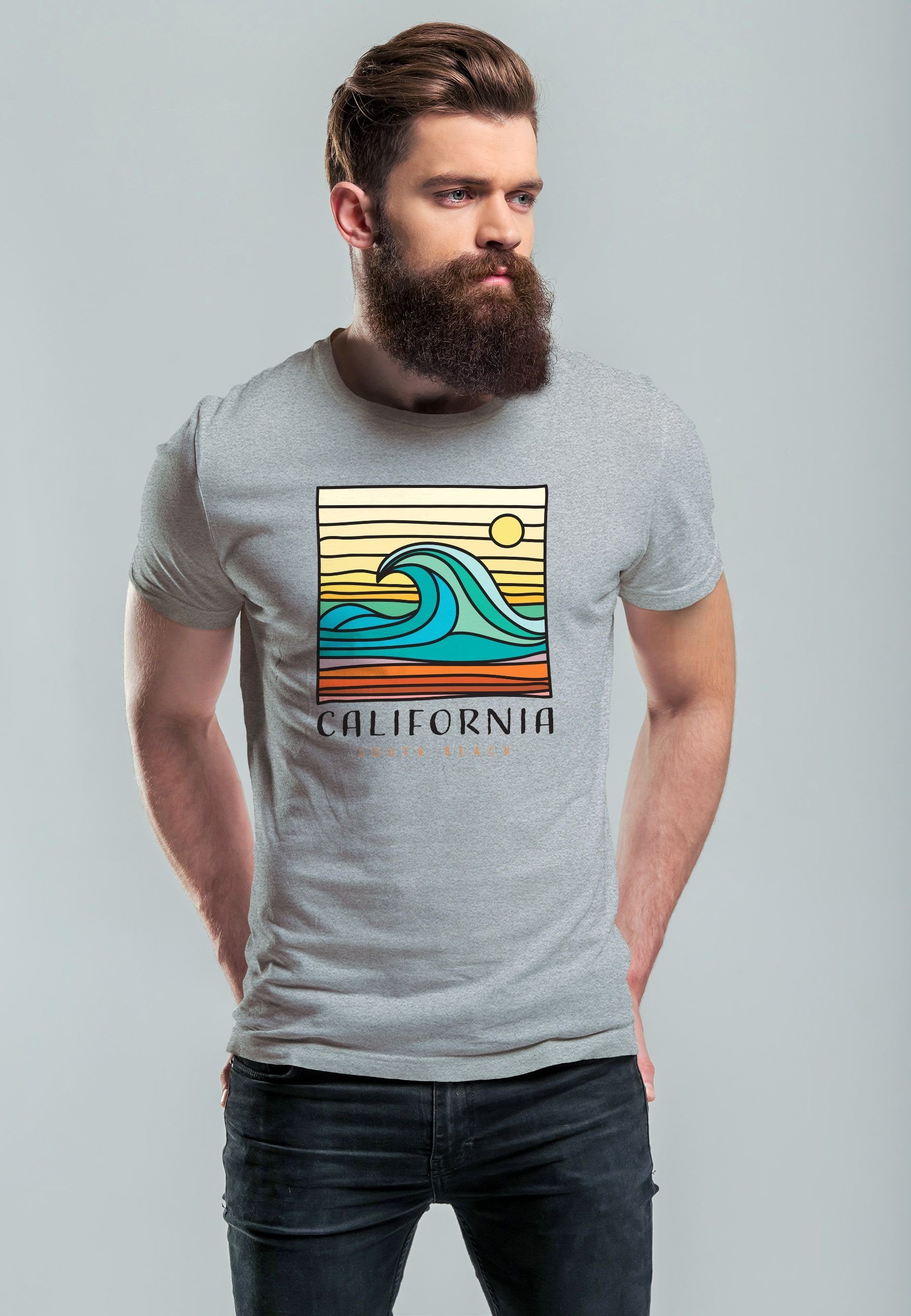 Neverless Print-Shirt Herren T-Shirt California South günstig online kaufen
