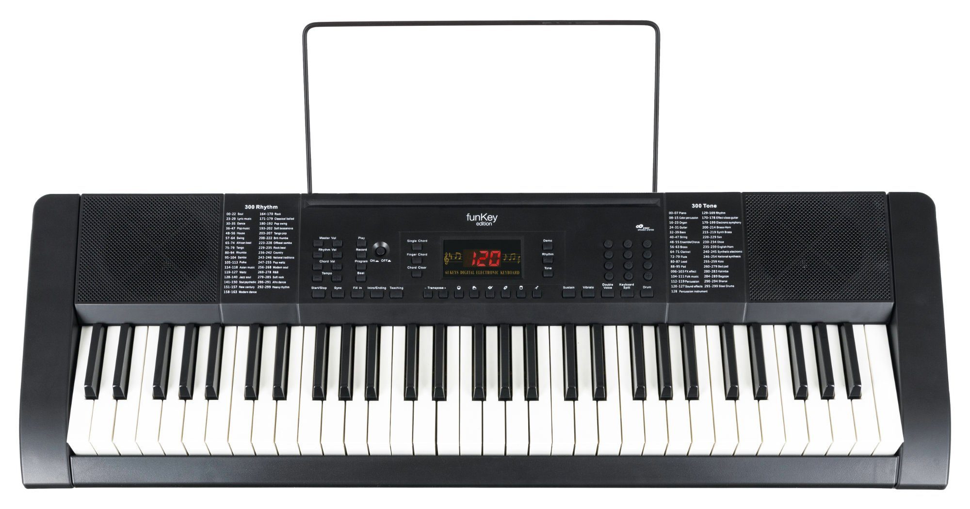 FunKey Home-Keyboard 61 Edition (300 Sounds, 300 Rhythmen), mit Begleitautomatik und intelligente Lernfunktion