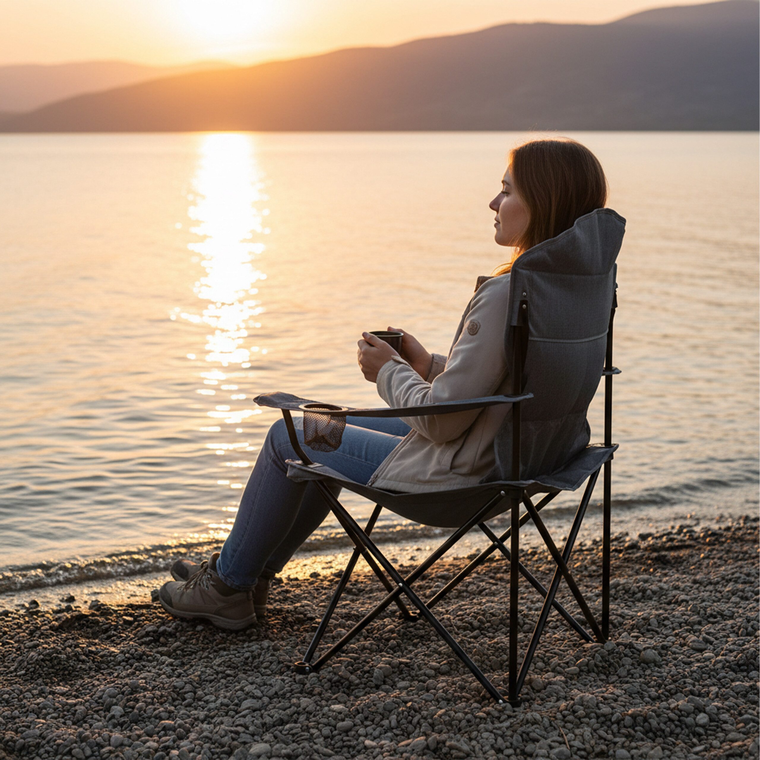 relaxdays Campingstuhl Klappbarer Campingstuhl, grau