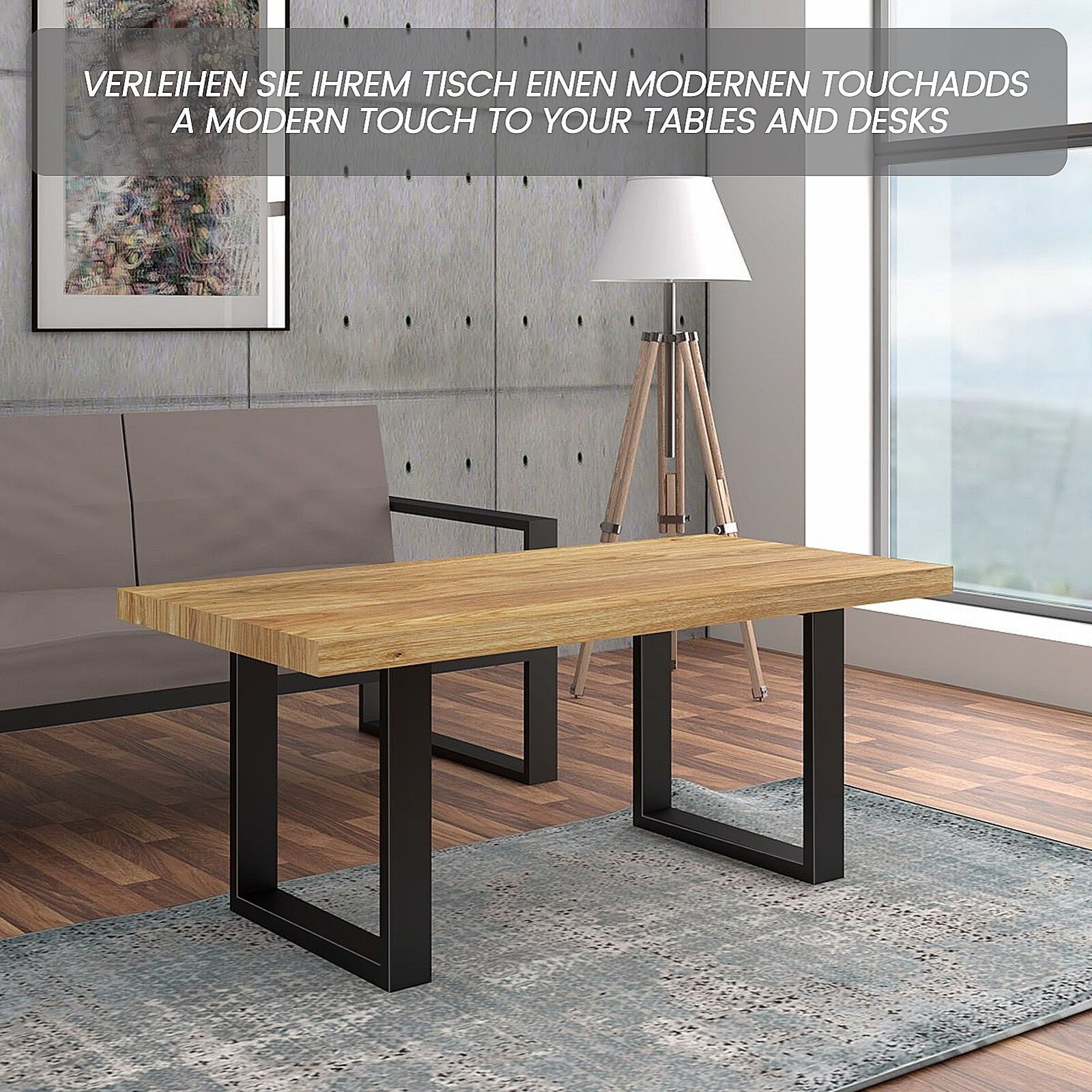 Youyijia Möbelfuß 2 Stück Metall Tischbeine 43x40cm Tischbeine Metall Schwarz