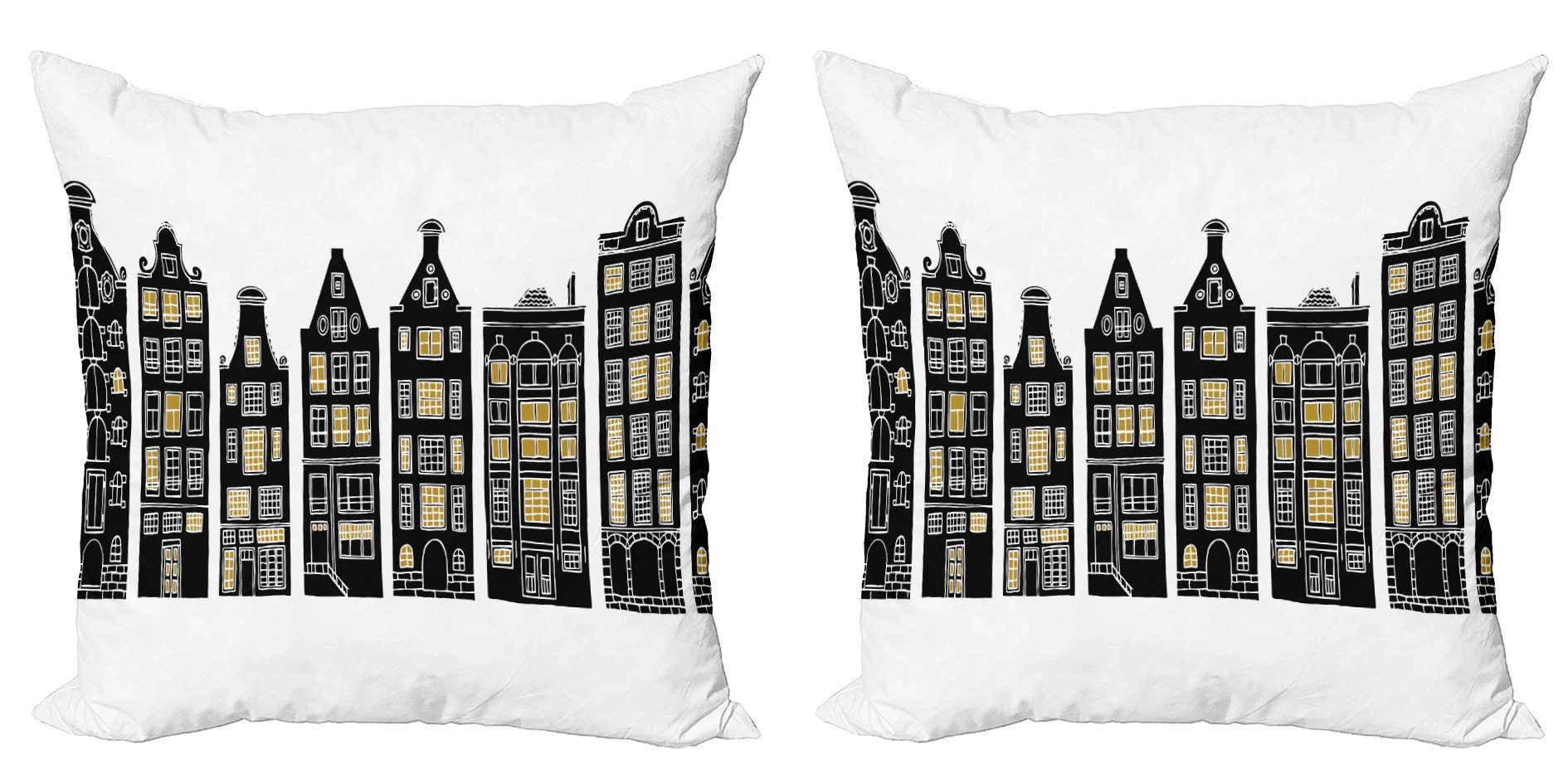 Kissenbezüge Modern Accent Doppelseitiger Digitaldruck, Abakuhaus (2 Stück), Stadt Alte Häuser Amsterdam Artwork