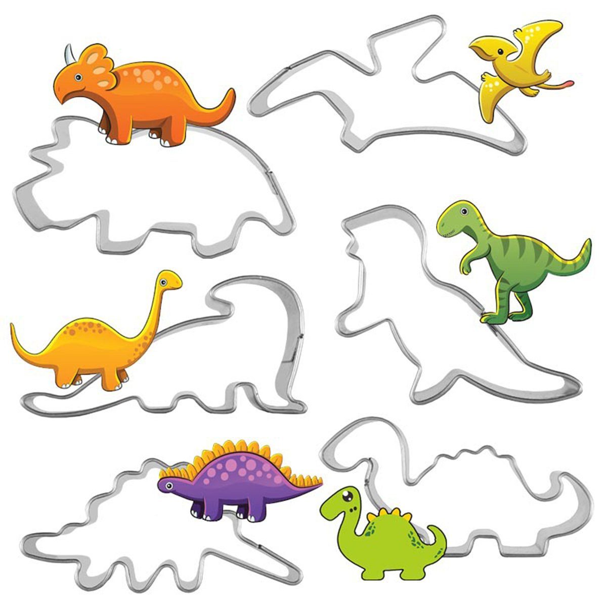 CTGtree Ausstechform Dinosaurier Ausstecher Set 6 Stück Keks-Schneider Dekoration, (6-St)