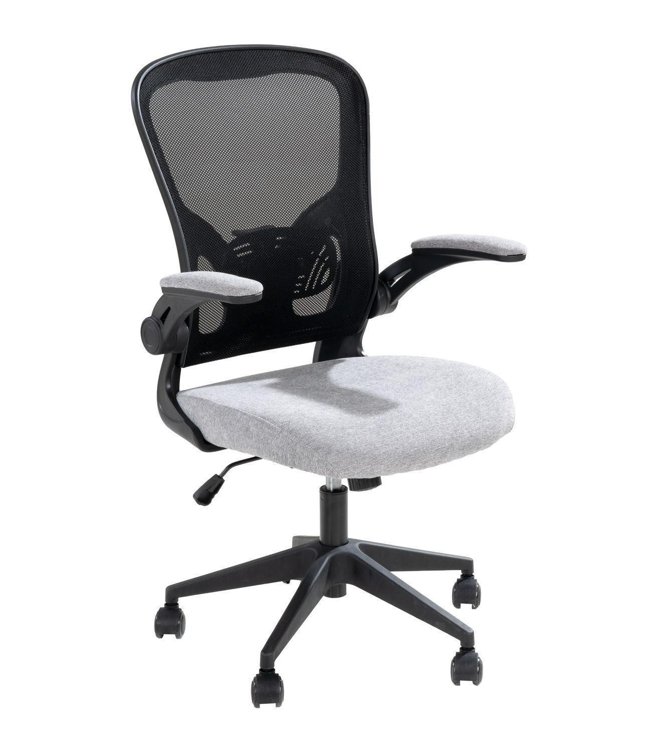 Femo Trade Bürostuhl FM-2512, Grau, Schwarz, Kunststoffgestell, verstellbare Armlehnen, Wippmechanik, B 65 x H 111 x T 58 cm