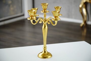 Casa Padrino Kerzenhalter Designer Kerzenhalter aus poliertem Aluminium Gold Shine Classic 5-armig Höhe 40 cm - Kerzenständer