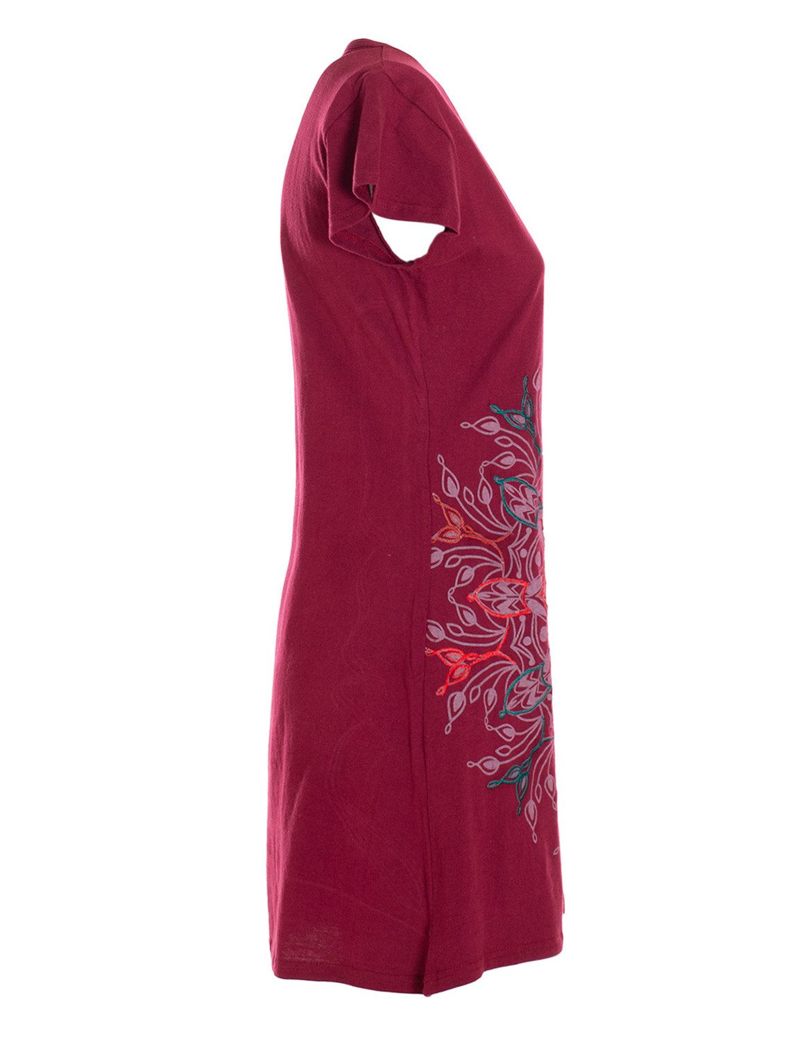 Vishes Minikleid Kurzarm Tunika Minikleid Damen Besticktes Mandala Baumwolle Alternative Mode, Boho, Hippie, Ethno, Festival