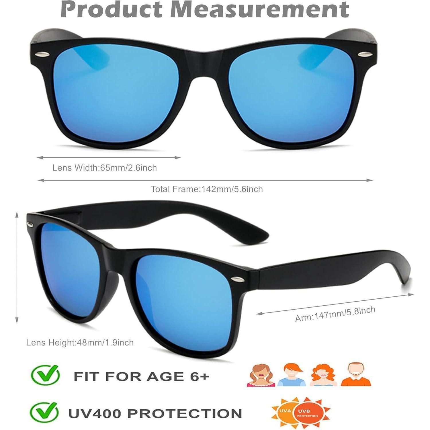 LuxusKollektion Retrosonnenbrille Sonnenbrille 6er Set Neon Vintage Party Herren Damen Mirror Blue