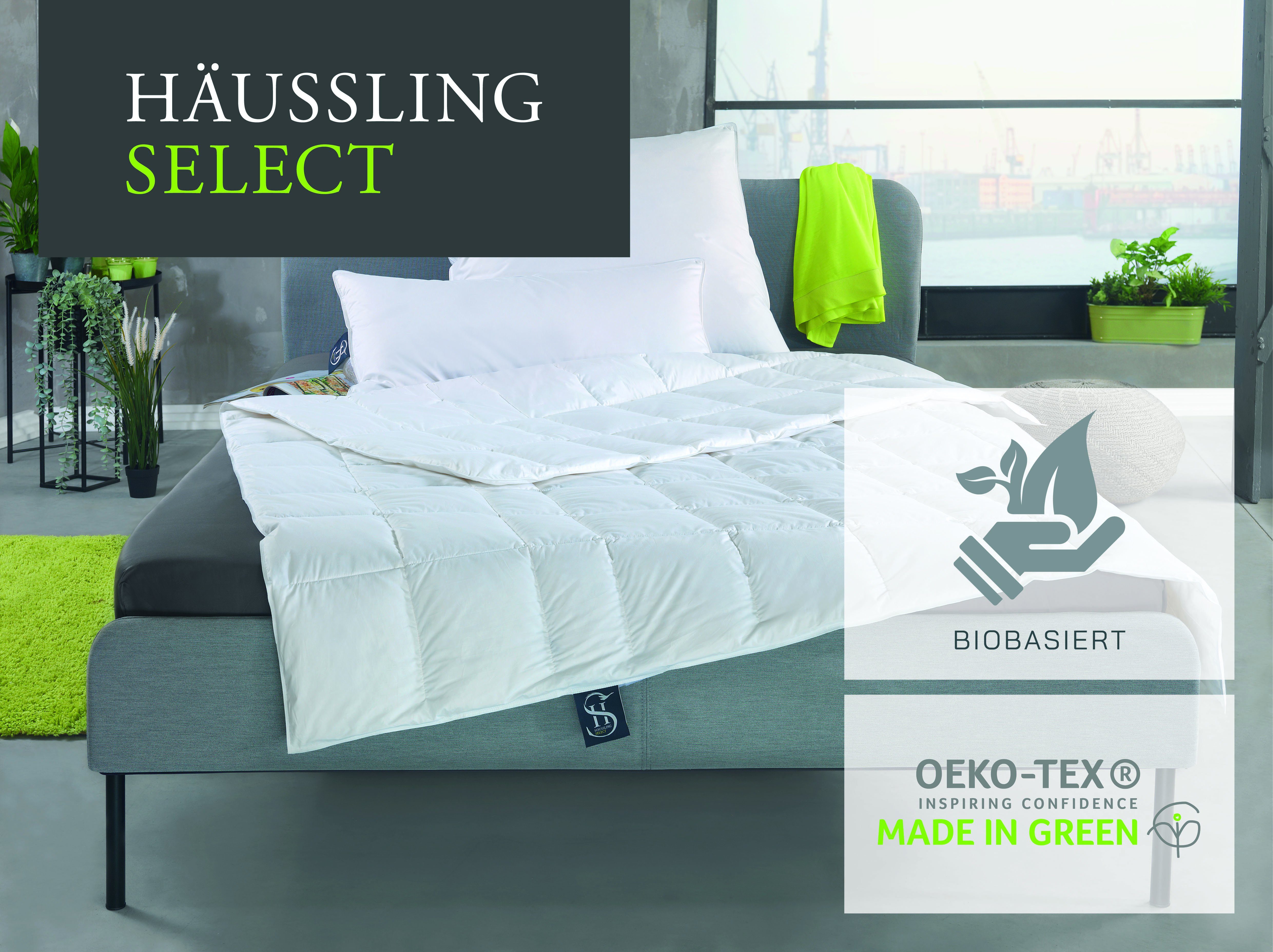 - Haeussling, hochwertiges 100% Green, Gänsedaunen, Made Daunenprodukt Bezug: 100% in Baumwolle, Gänsedaunenbettdecke, Füllung: nachhaltiges, Select