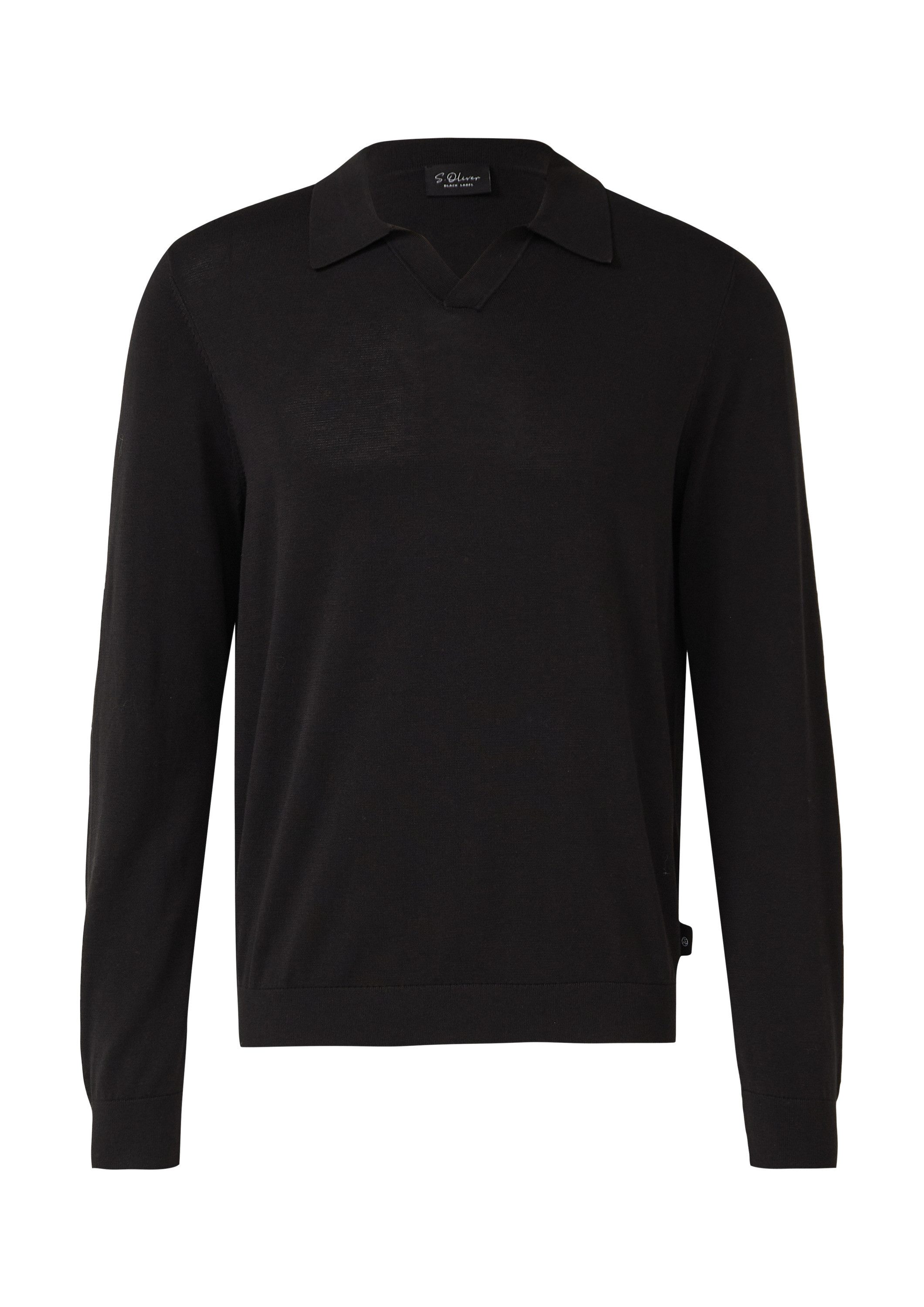 s.Oliver Longpullover Strickpullover Hochwertiger Feinstrick-Pullover mit Polokragen aus Baumwoll-Modal-Mix
