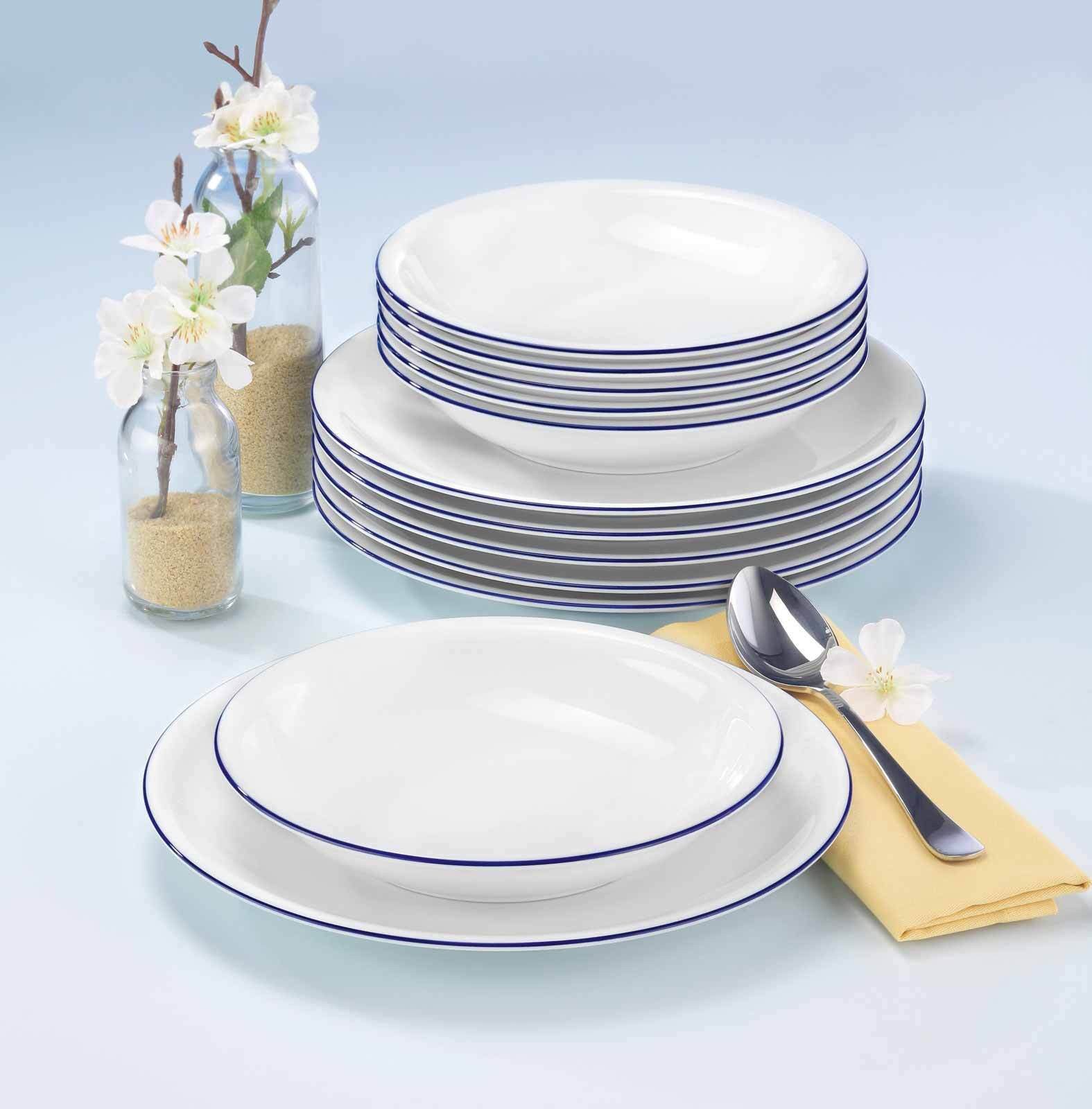 Seltmann Weiden Suppenteller Compact Blaurand Suppenteller ø 20,2 cm 6er Set, (6 St)