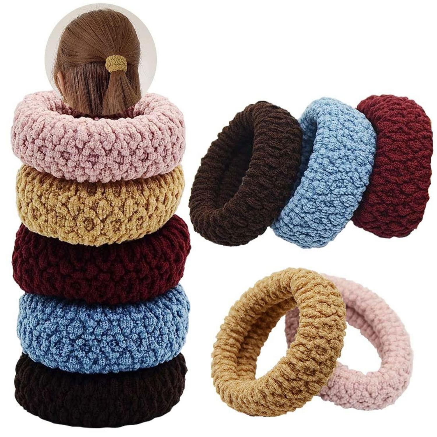 Haargummi 10er Pack Baumwoll-Haargummis für Damen Mädchen, Elastische Zopfgummis